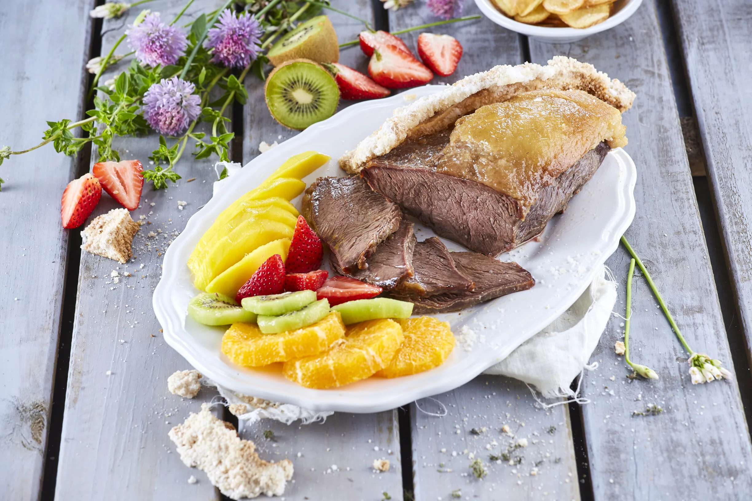 Picanha ao sal com fruta