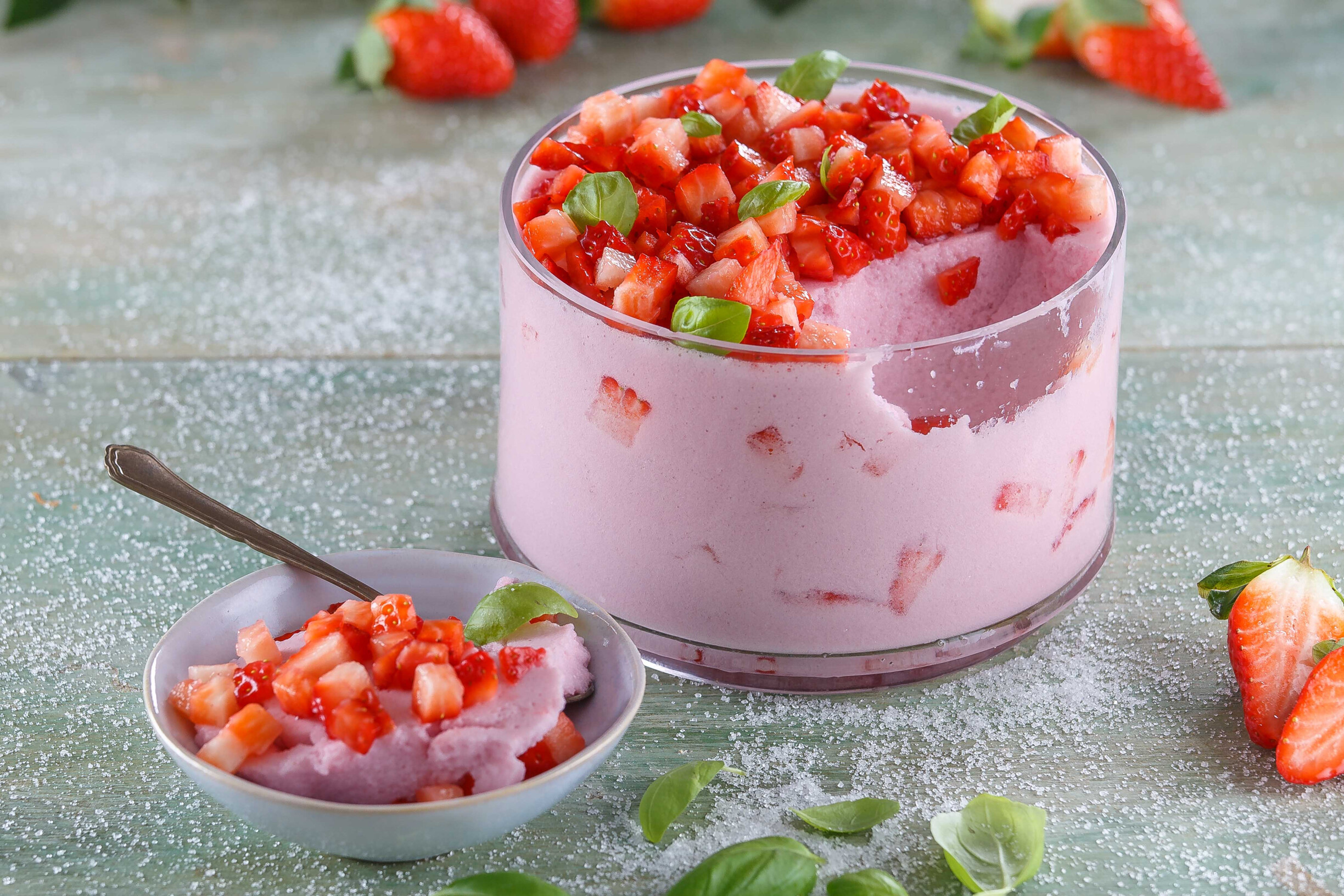 Pudim gelado de morango