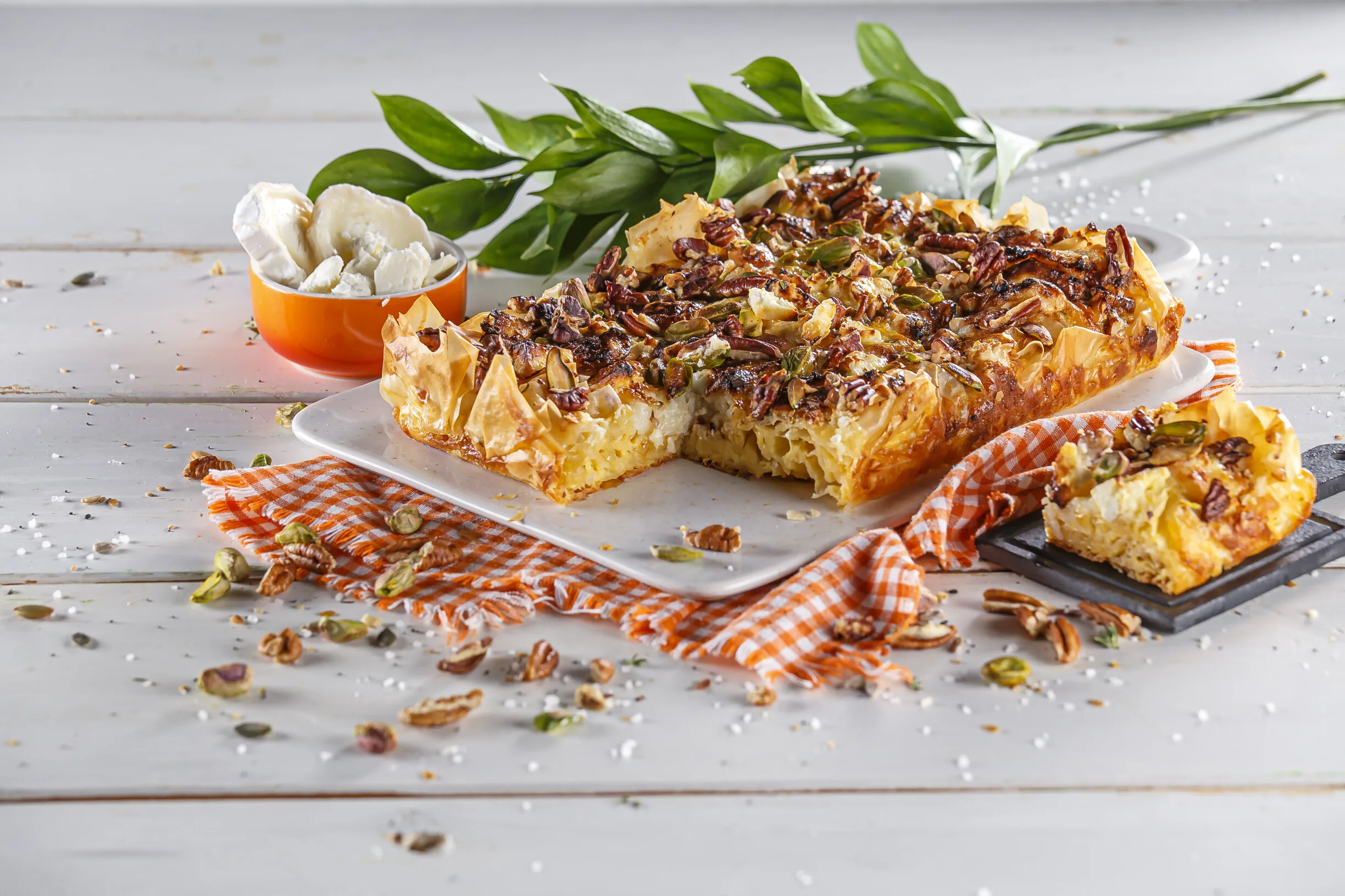 Tarte de queijos e frutos secos