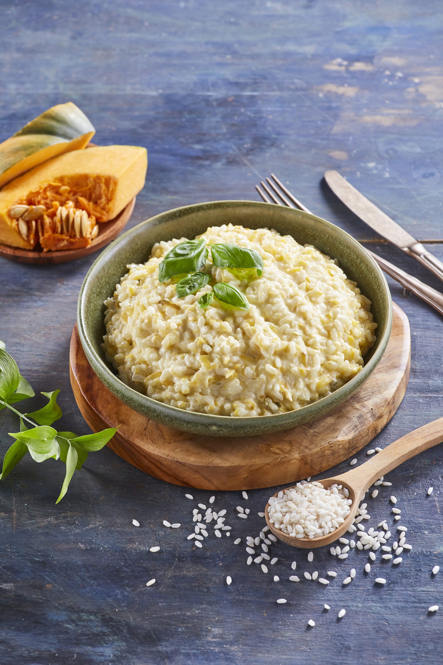 Arroz cremoso de casca de abóbora