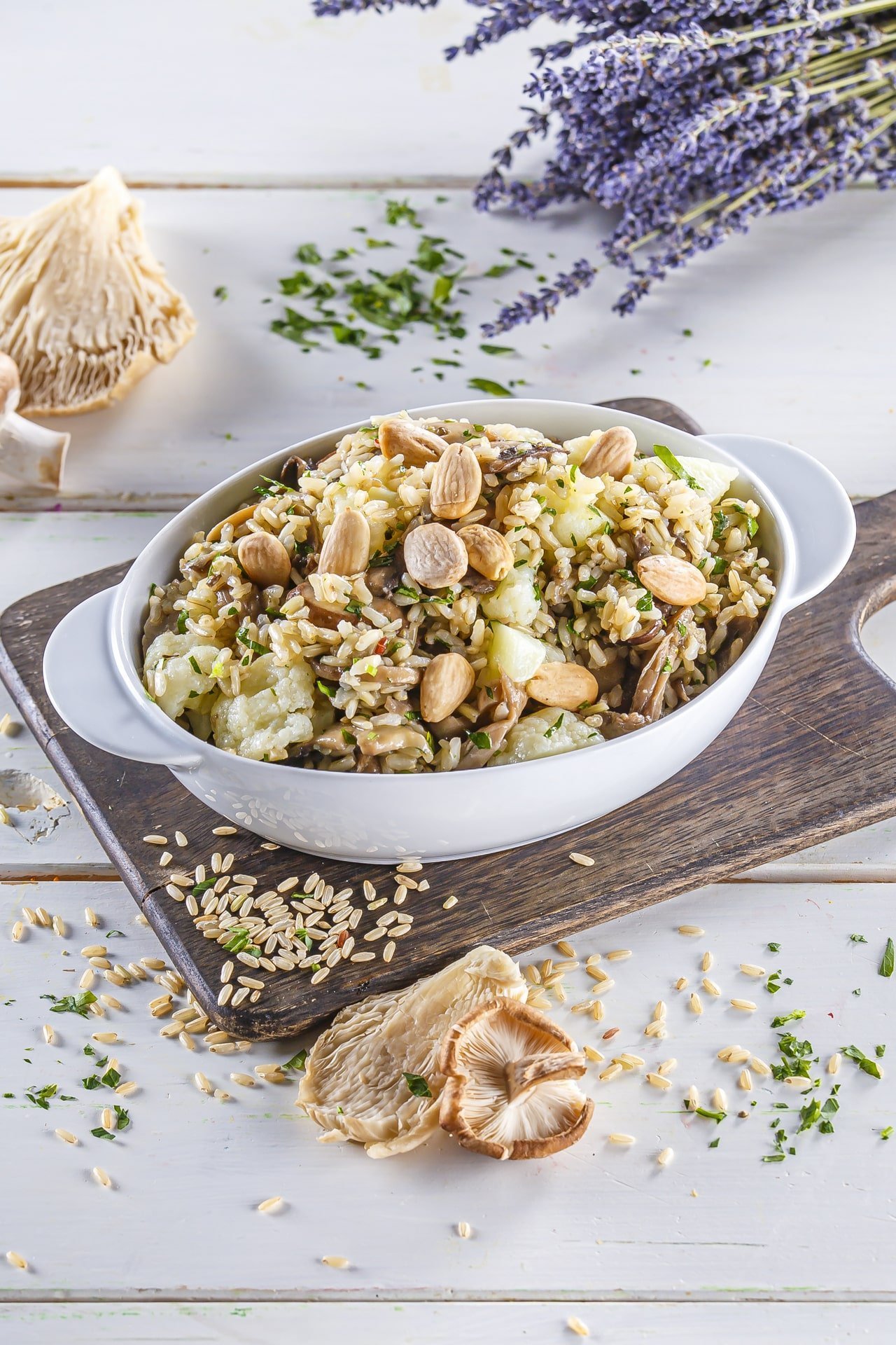 Arroz integral com couve-flor