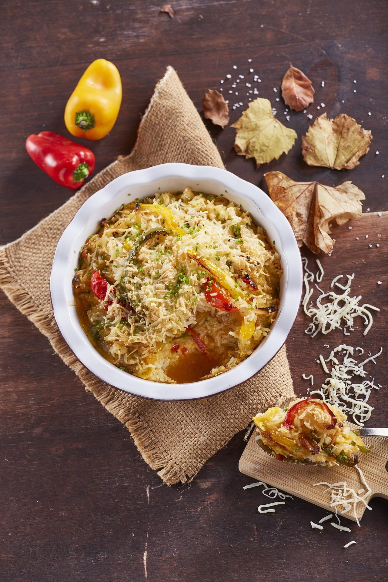 Arroz de pimentos gratinado