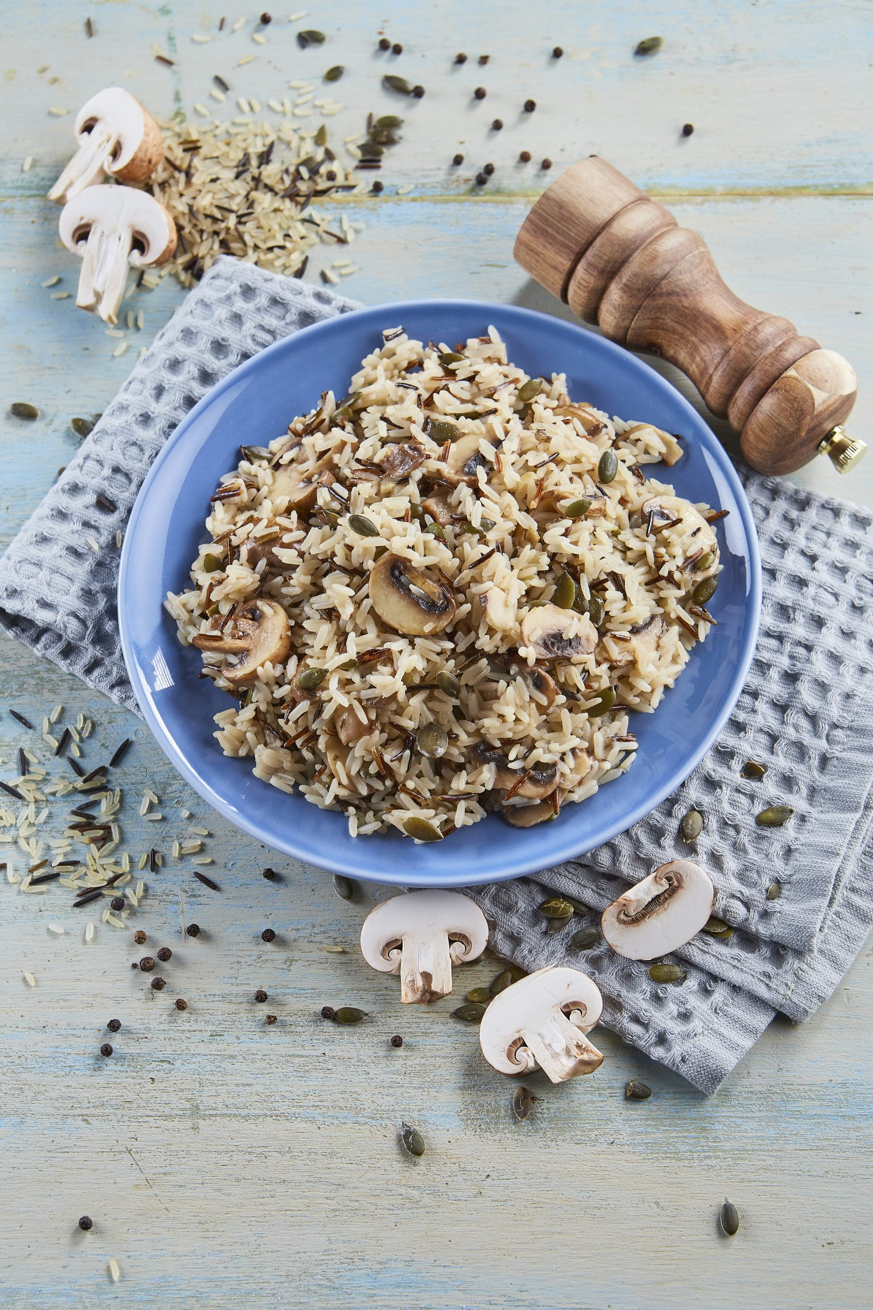 Arroz selvagem com cogumelos