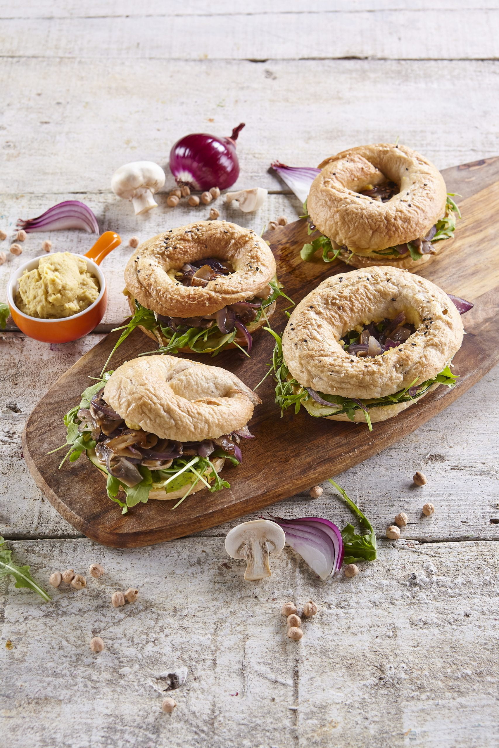 Bagels com pasta de grão
