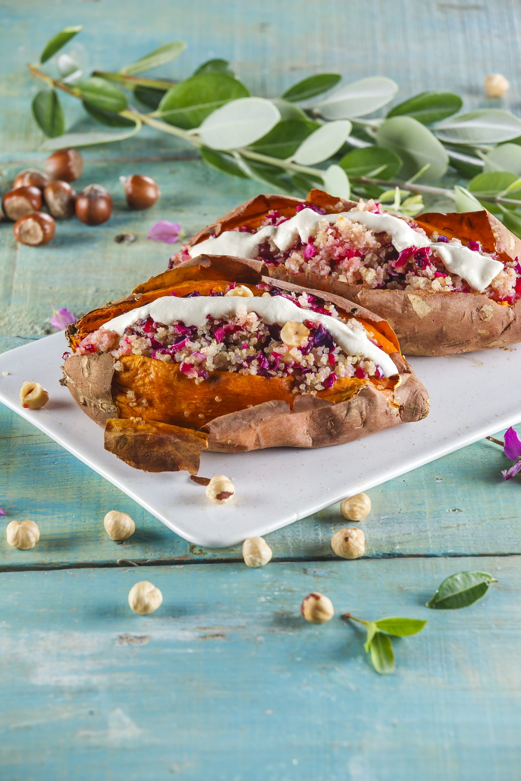 Batata-doce assada com quinoa