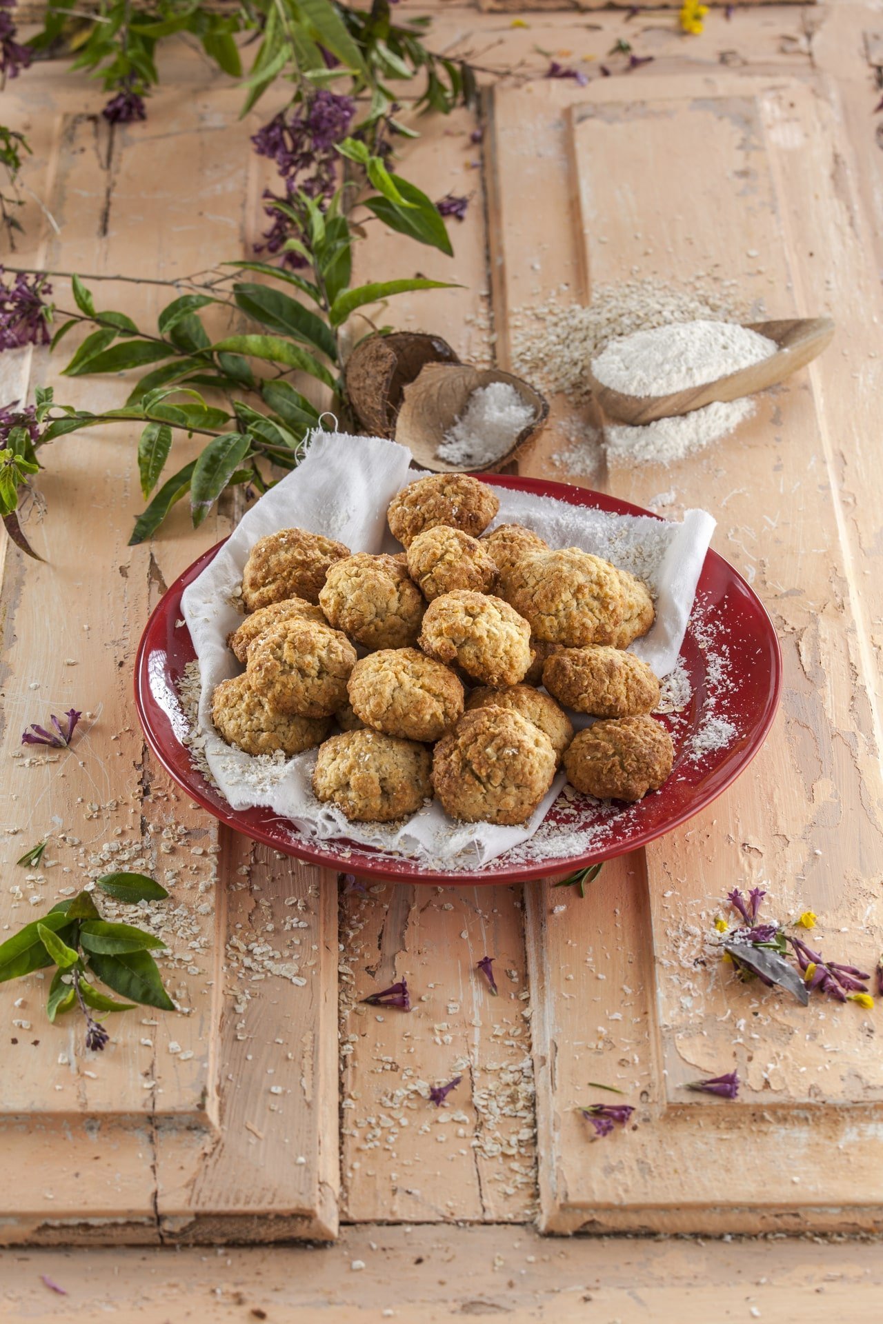 Biscoitos de coco e aveia