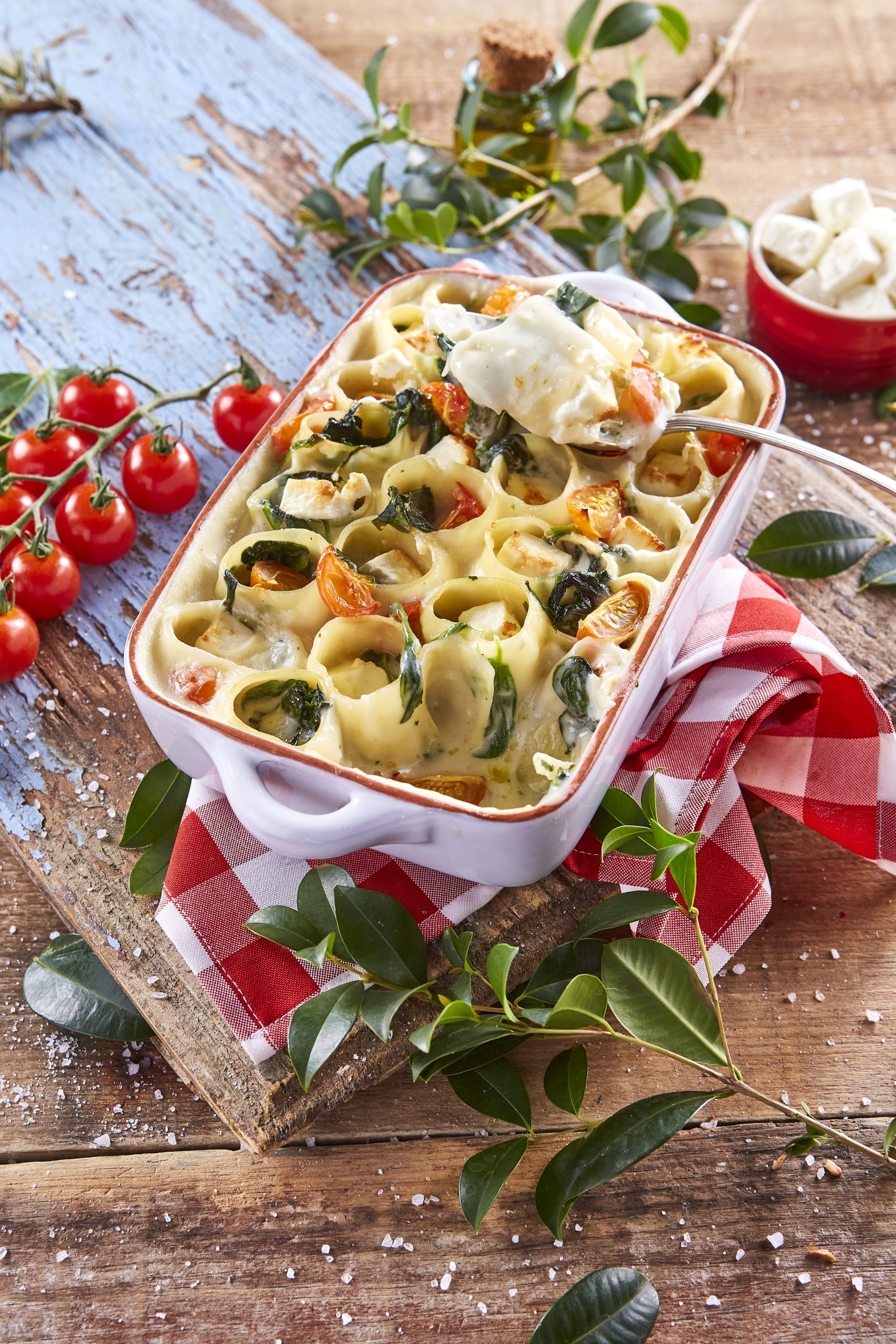 Canelones de espinafres e feta
