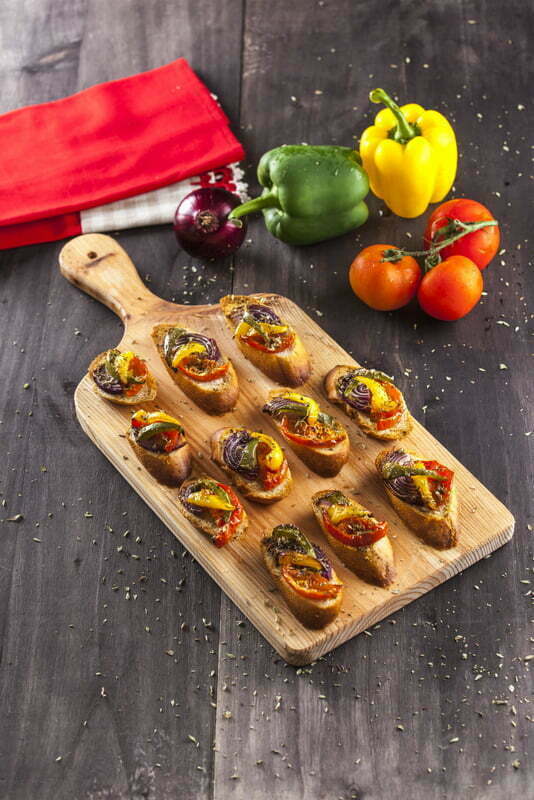 Bruschettas de legumes tostados
