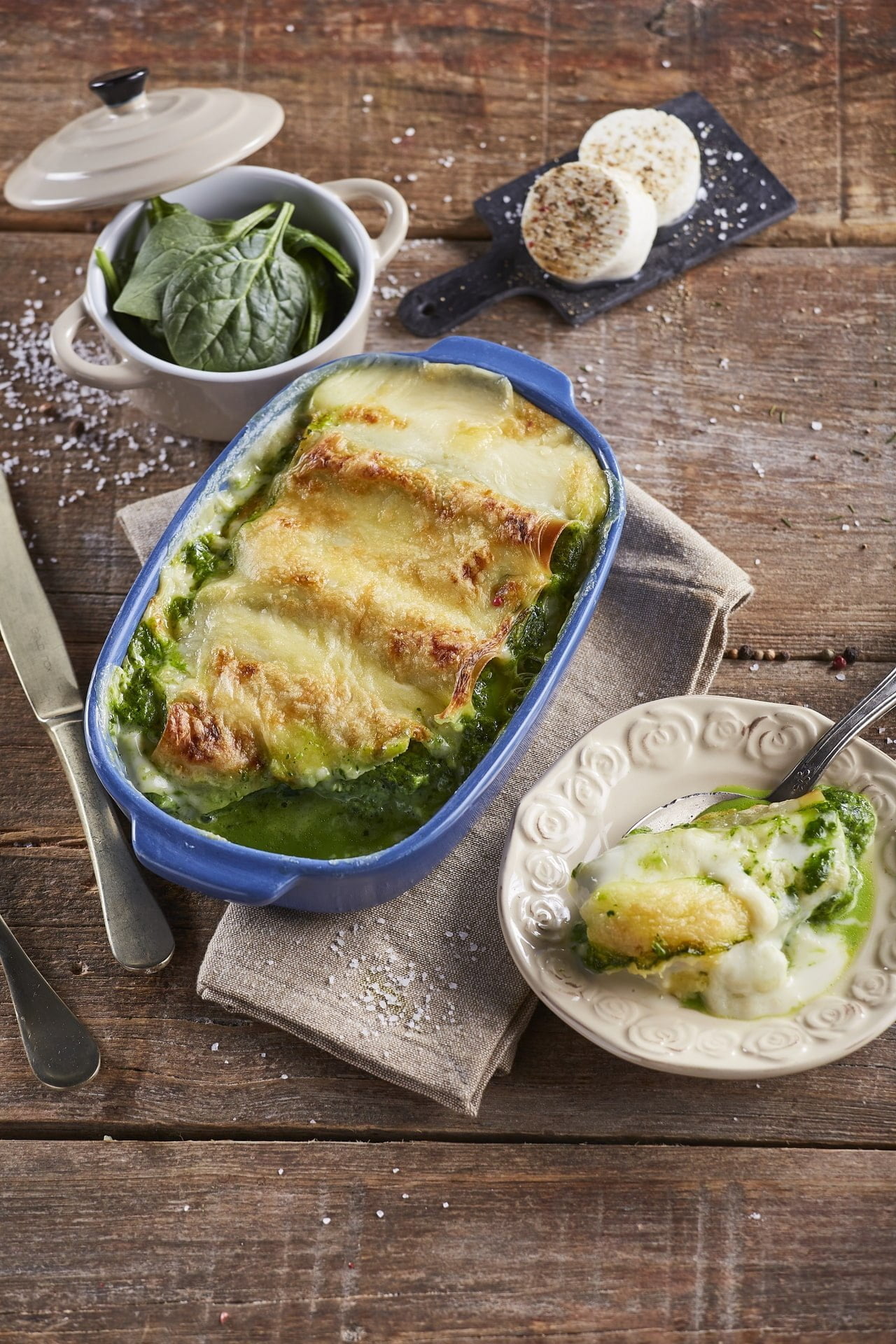Canelones de espinafres e queijo fresco