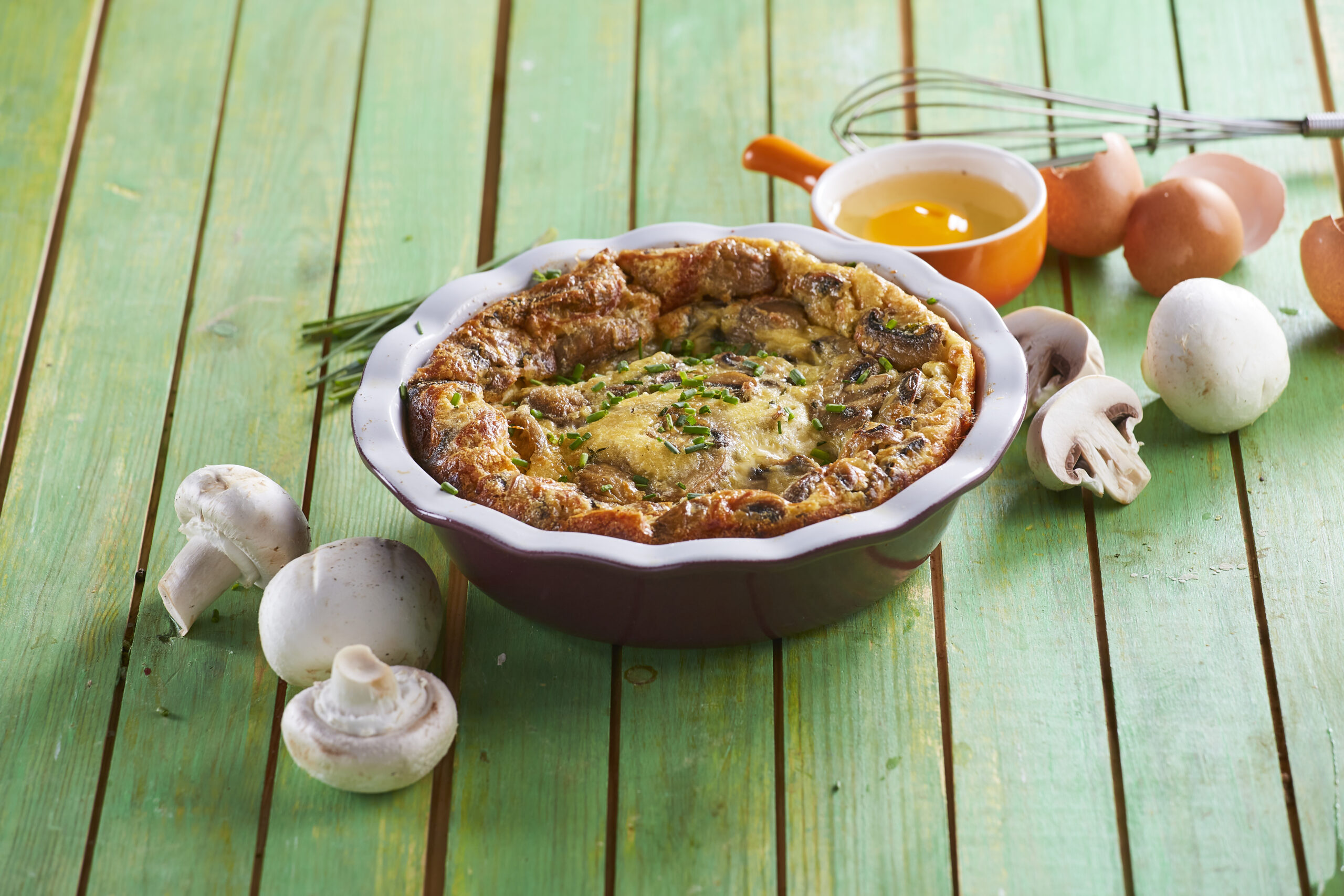Soufflé de cogumelos e queijo