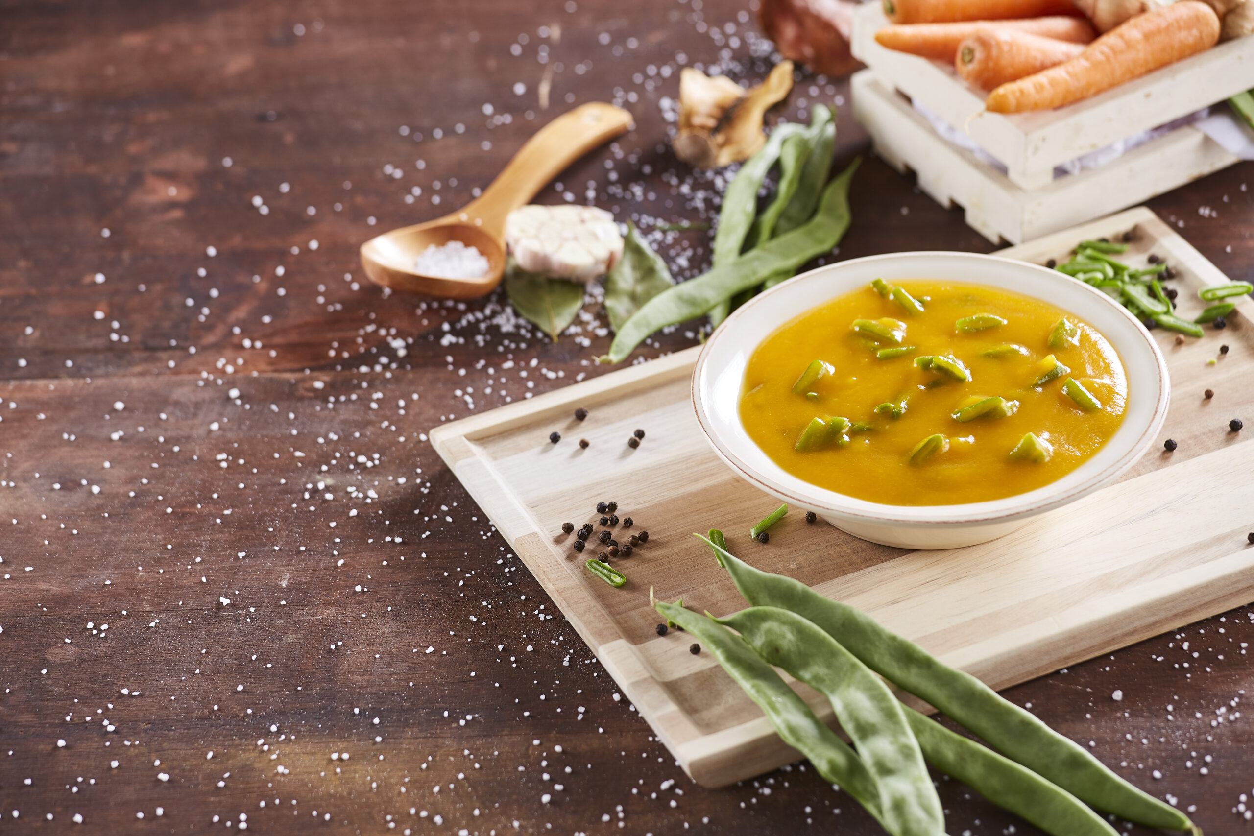 Creme de cenoura e feijão-verde @Teleculinária