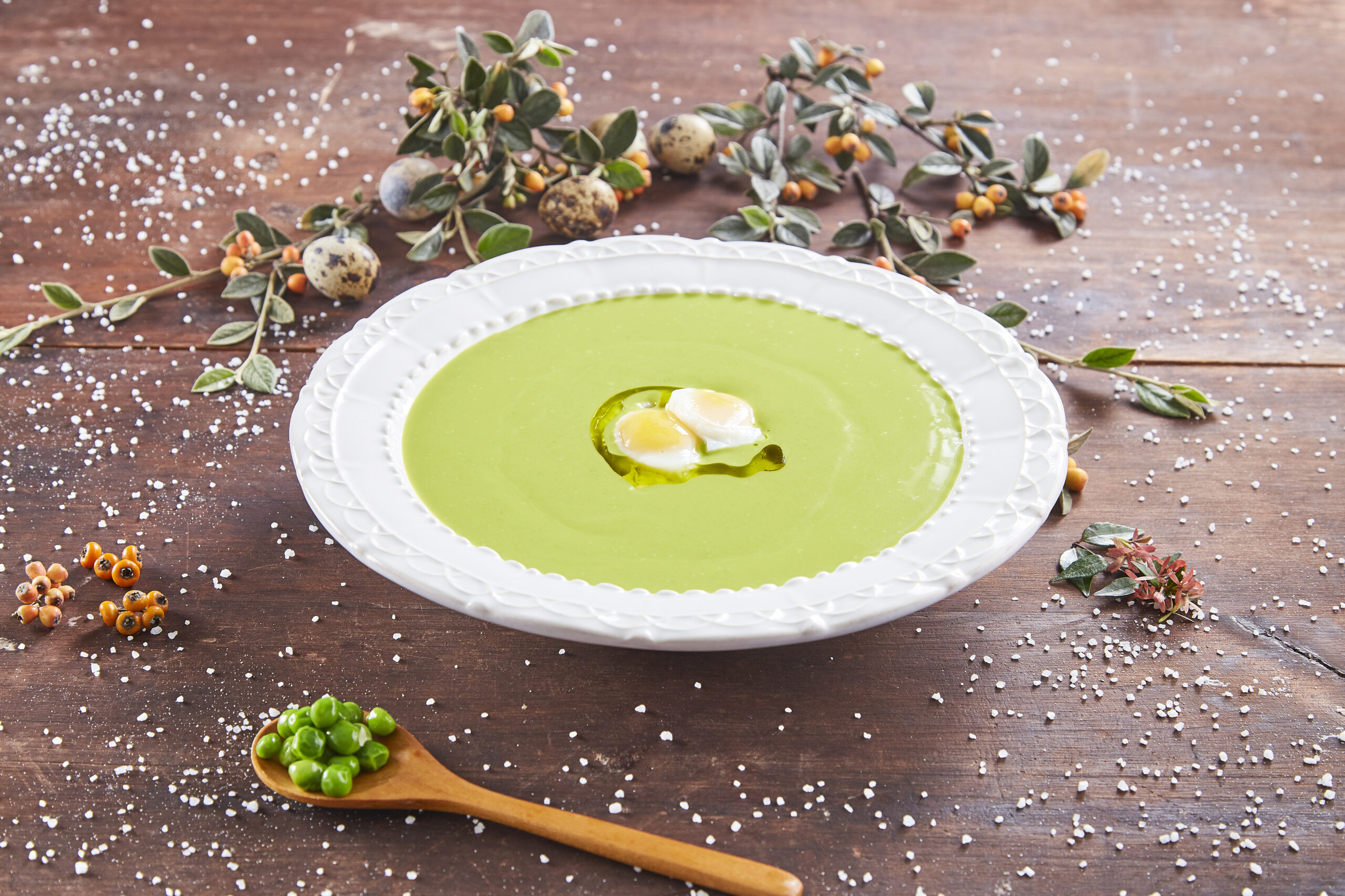 Creme de ervilhas com ovos @Veggie