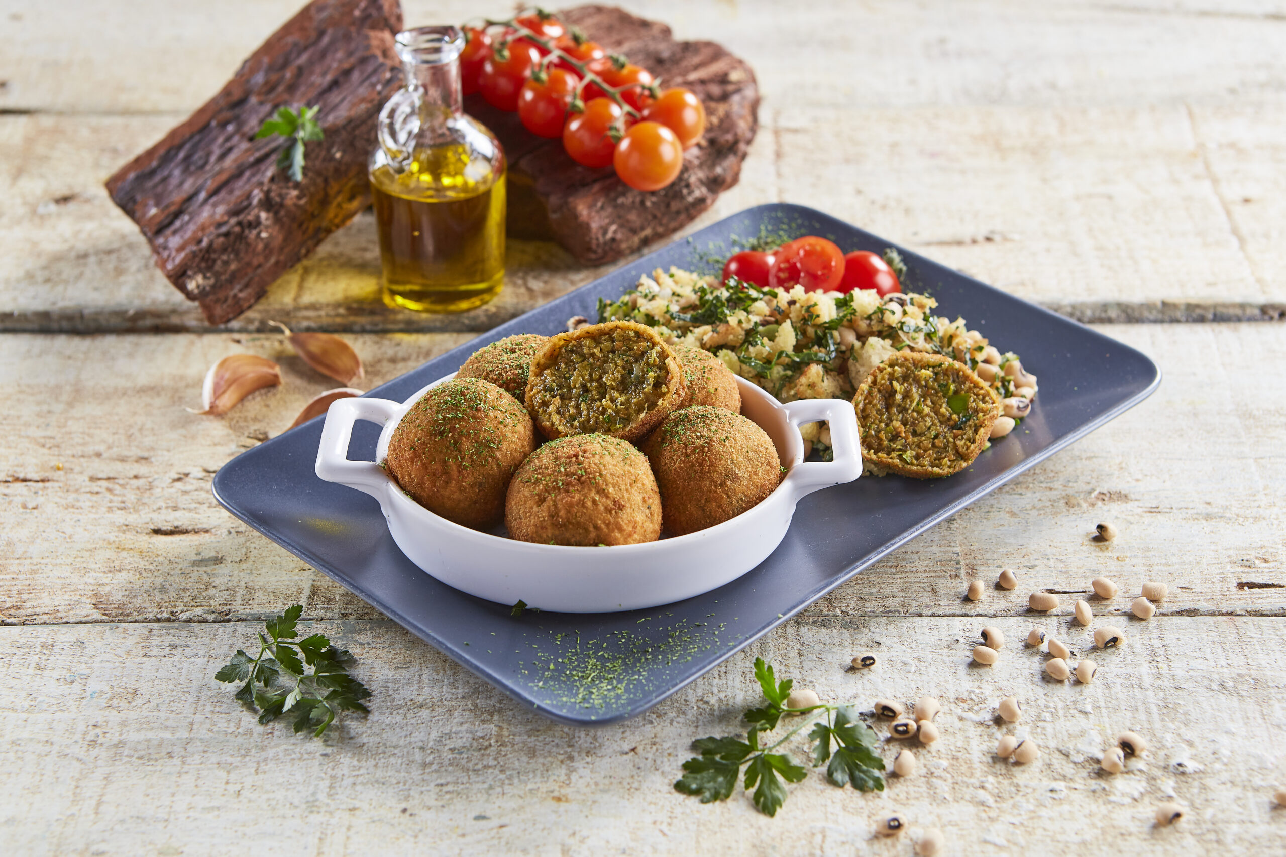 Croquetes de vegetais com migas de feijão-frade @Teleculinária