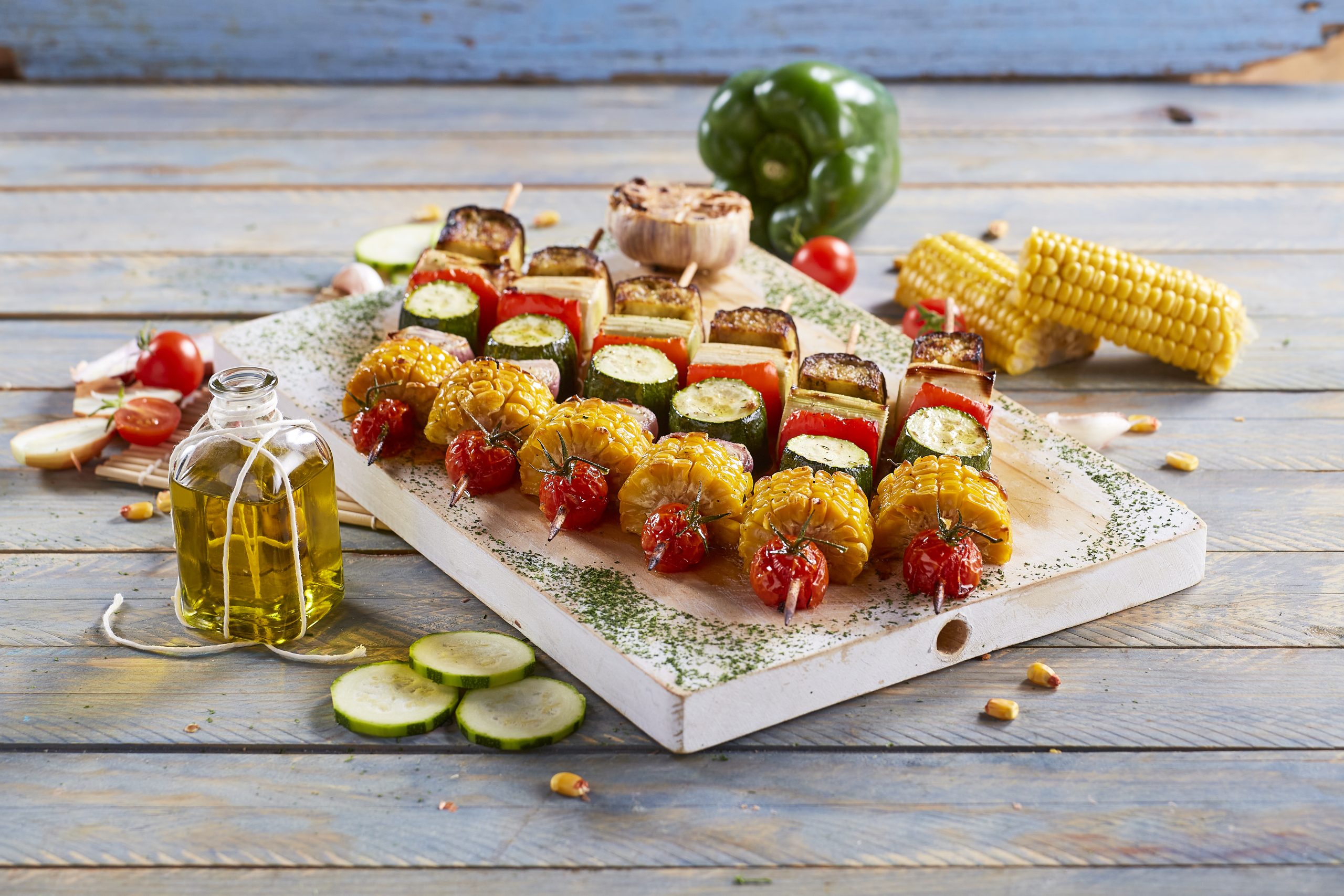 Espetadas veggie no forno