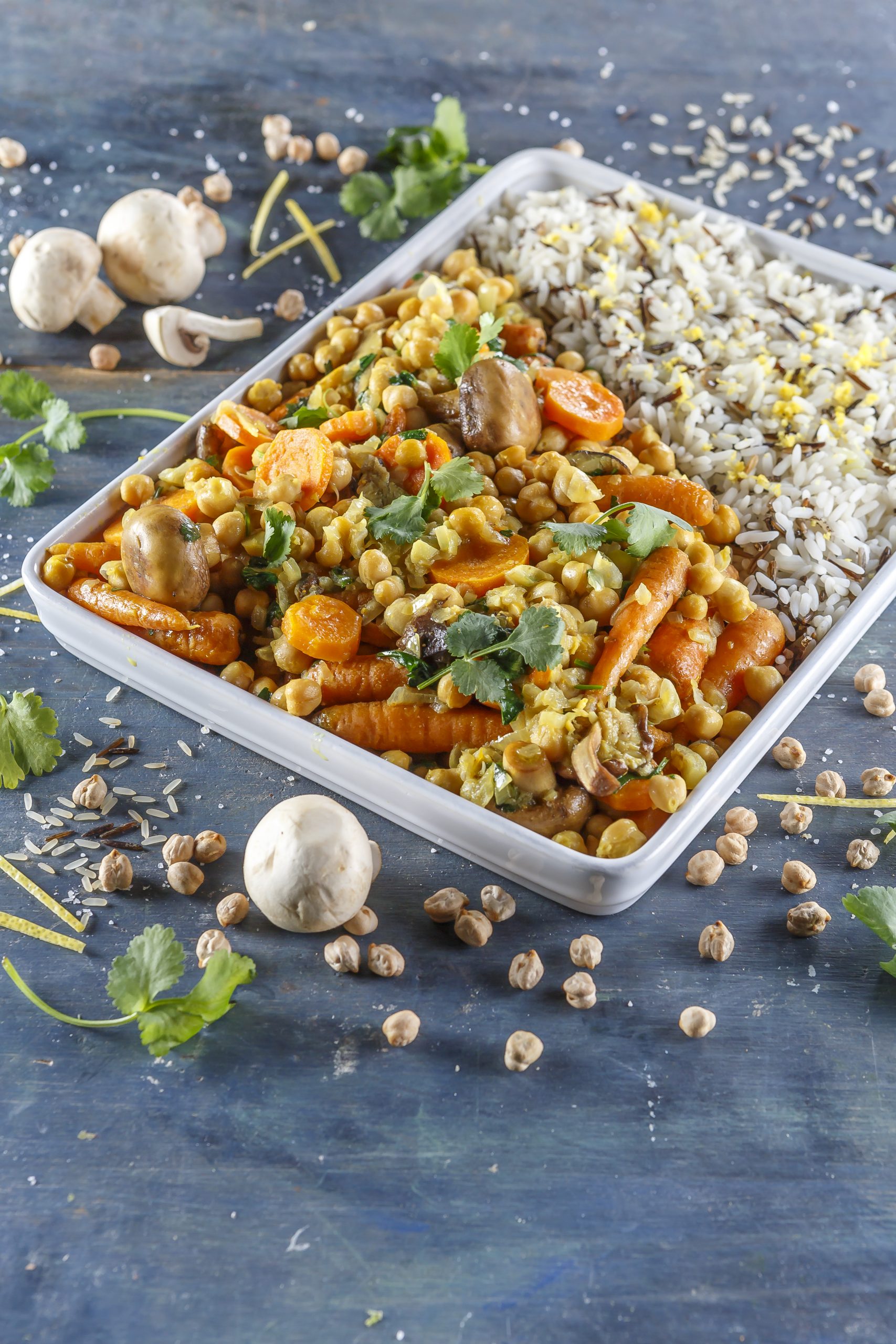 Estufado de grão com arroz selvagem