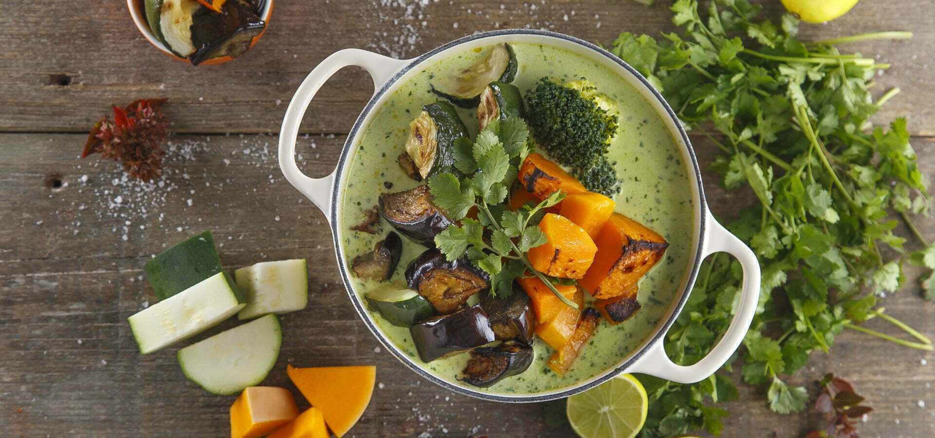Caril verde de legumes assados