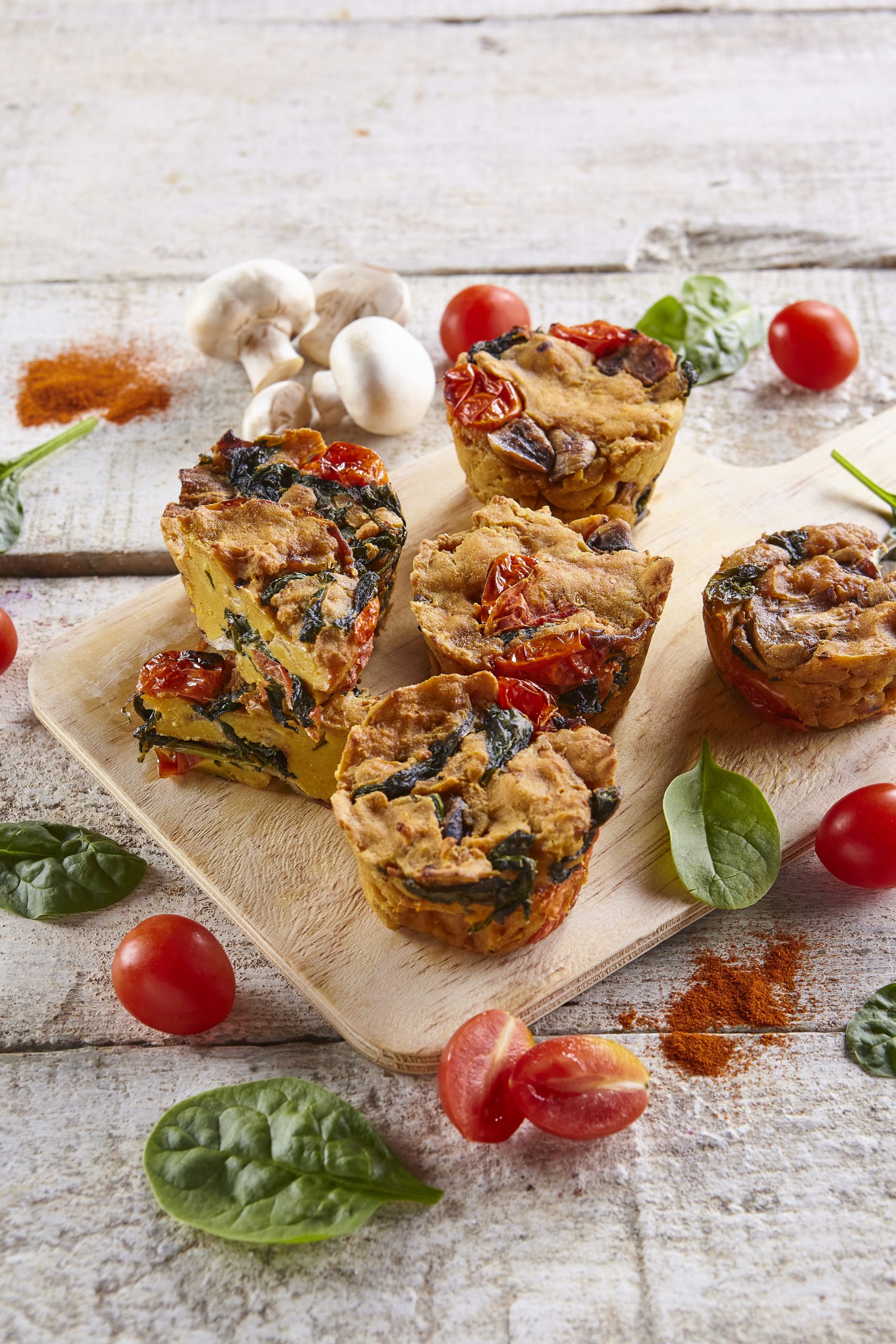 Muffins de cogumelos e espinafres