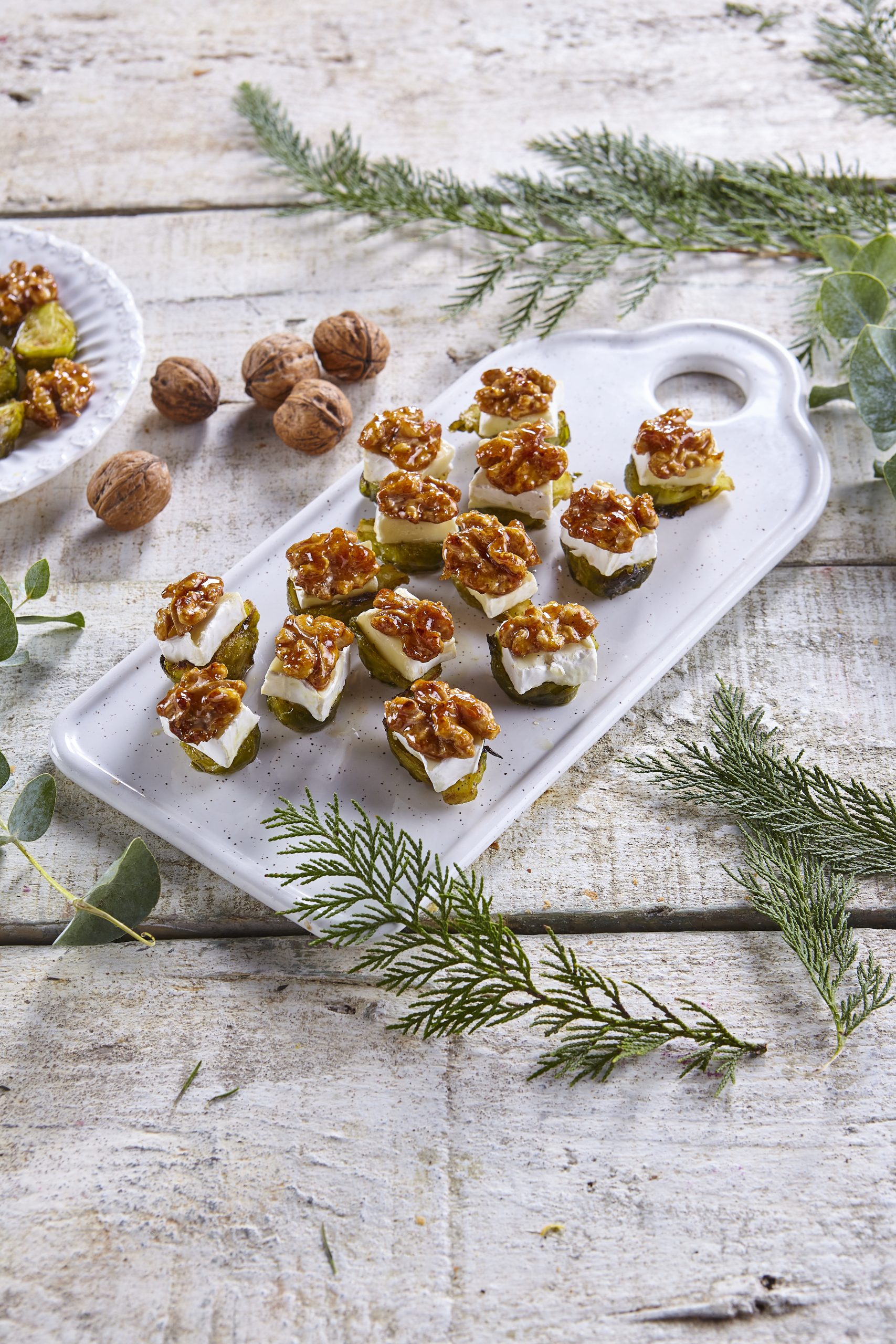 Couve-de-bruxelas com nozes caramelizadas