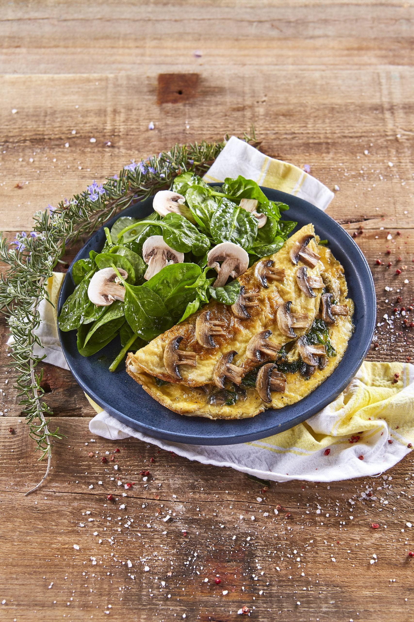 Omelete de espinafres e vegetais
