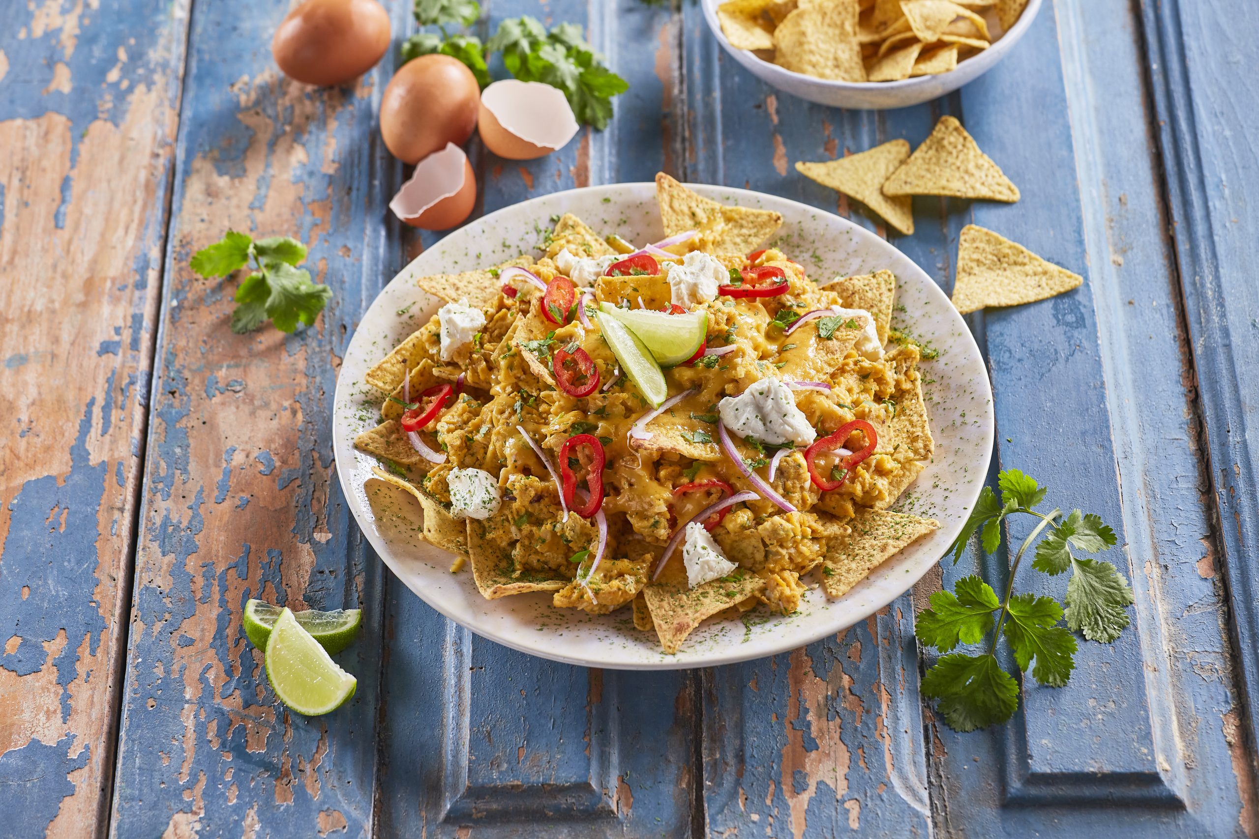 Ovos tex-mex com nachos