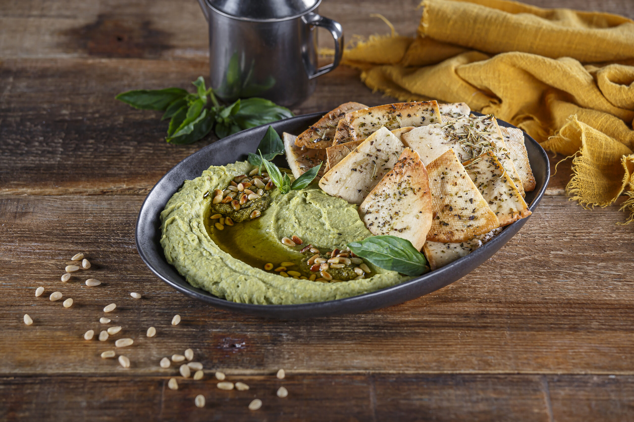 Pão pita com húmus de pesto @TeleCulinária