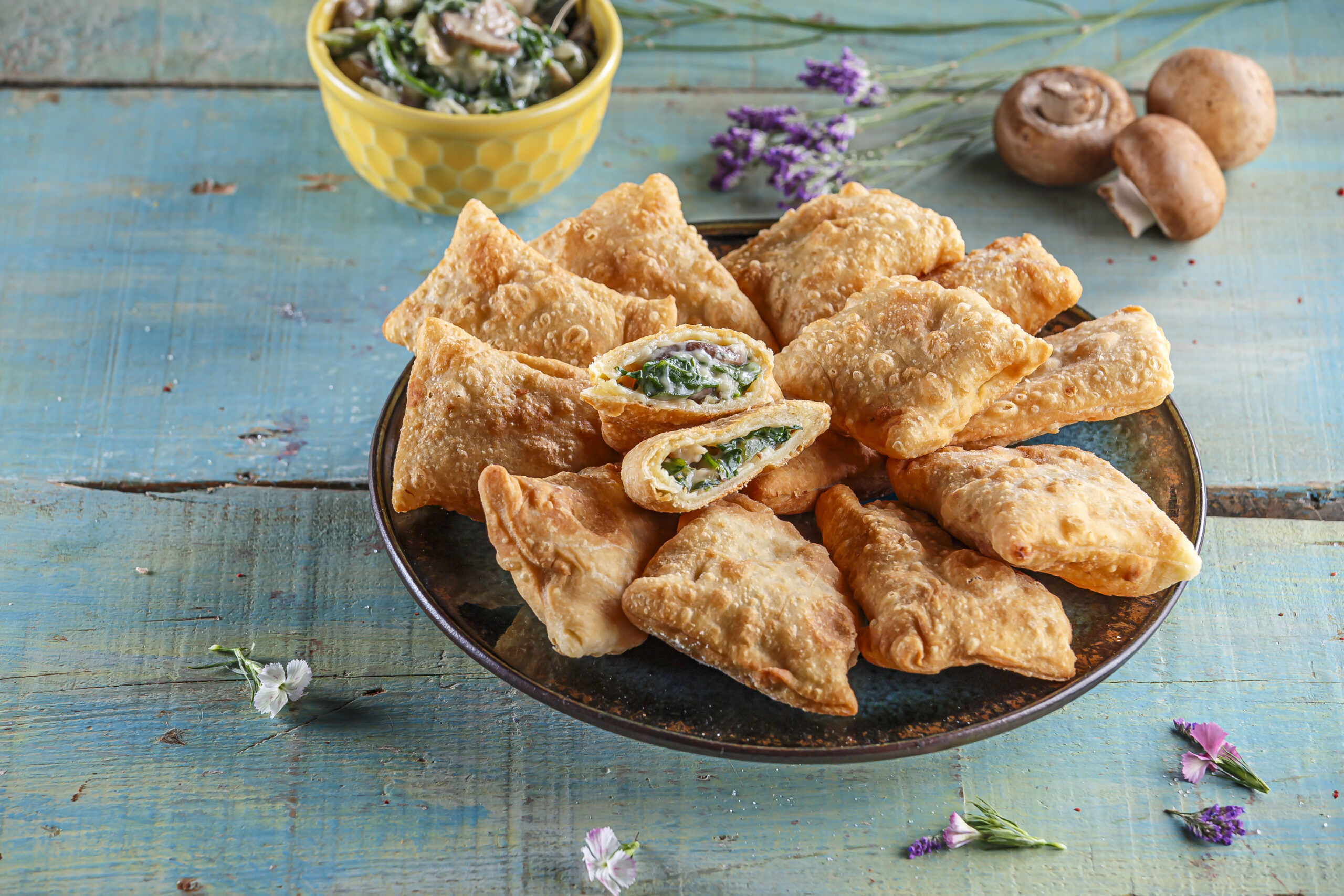 Pastéis de massa tenra com cogumelos @Veggie