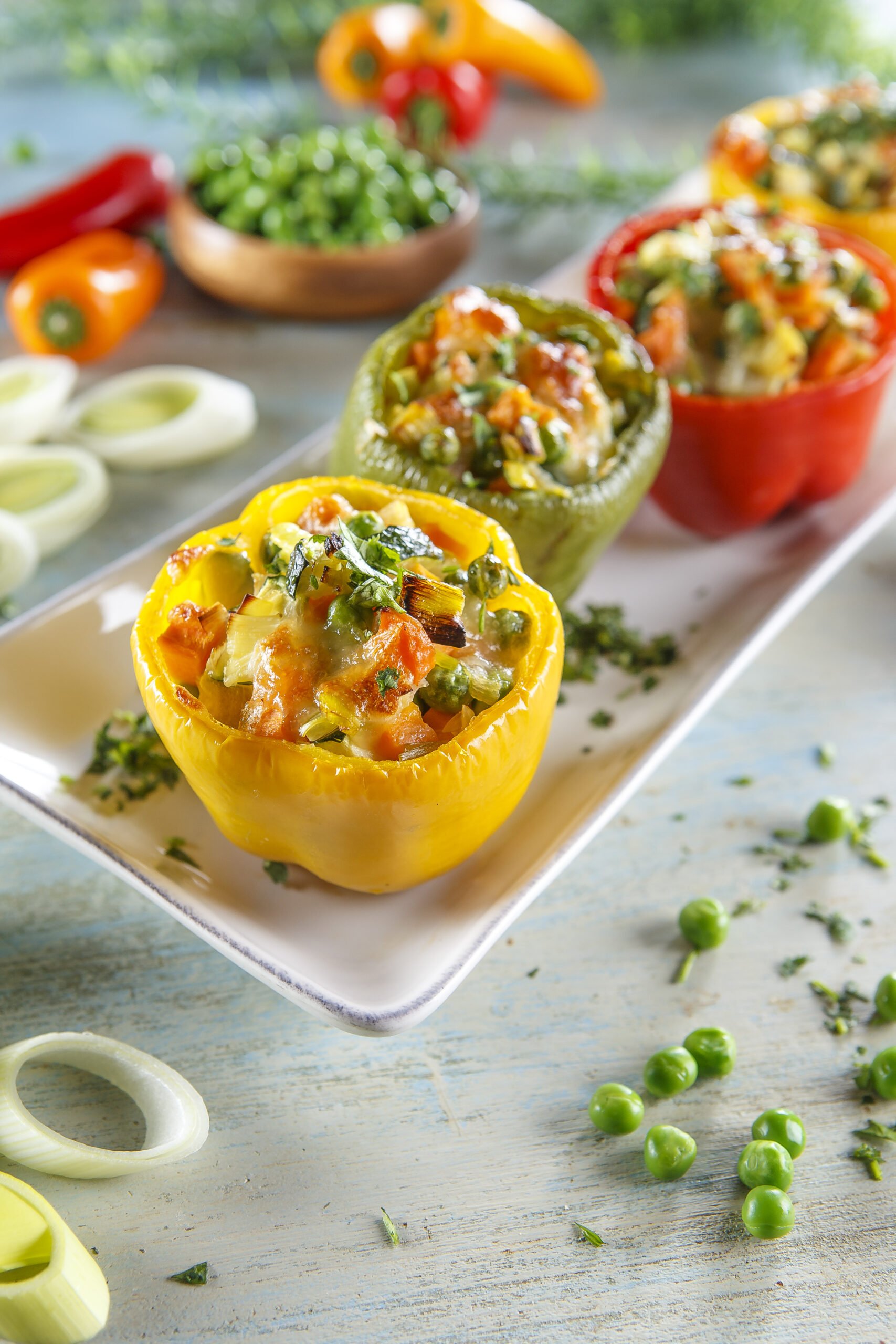 Pimentos recheados com legumes