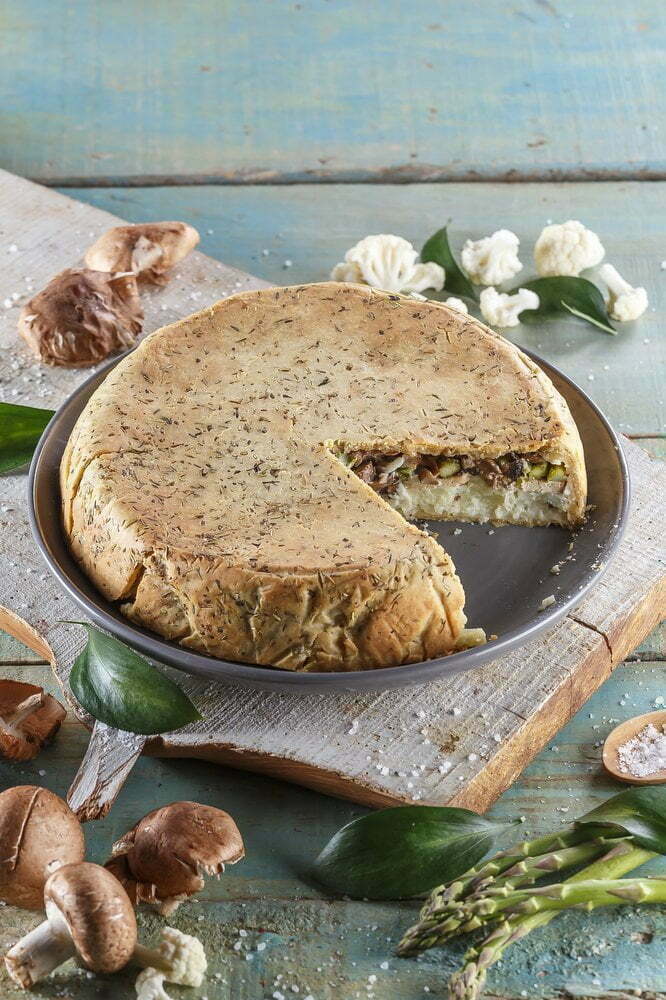 Pithivier (tarte fechada de cogumelos e couve-flor)