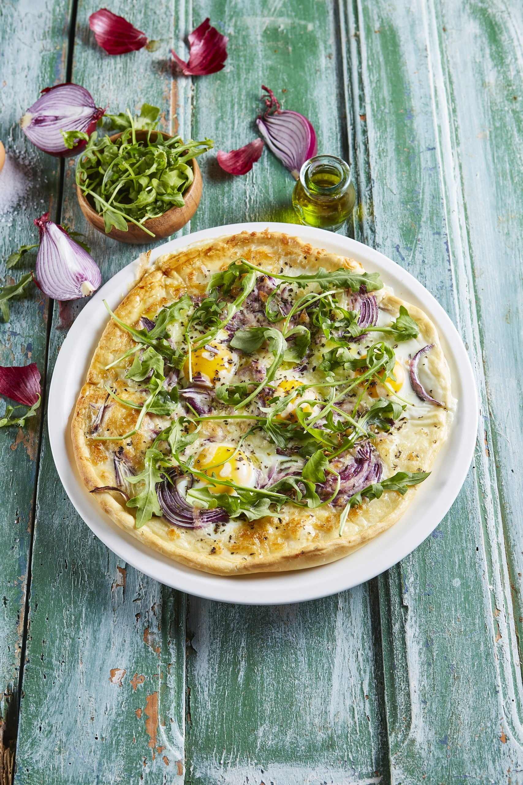 Pizza de ovo estrelado