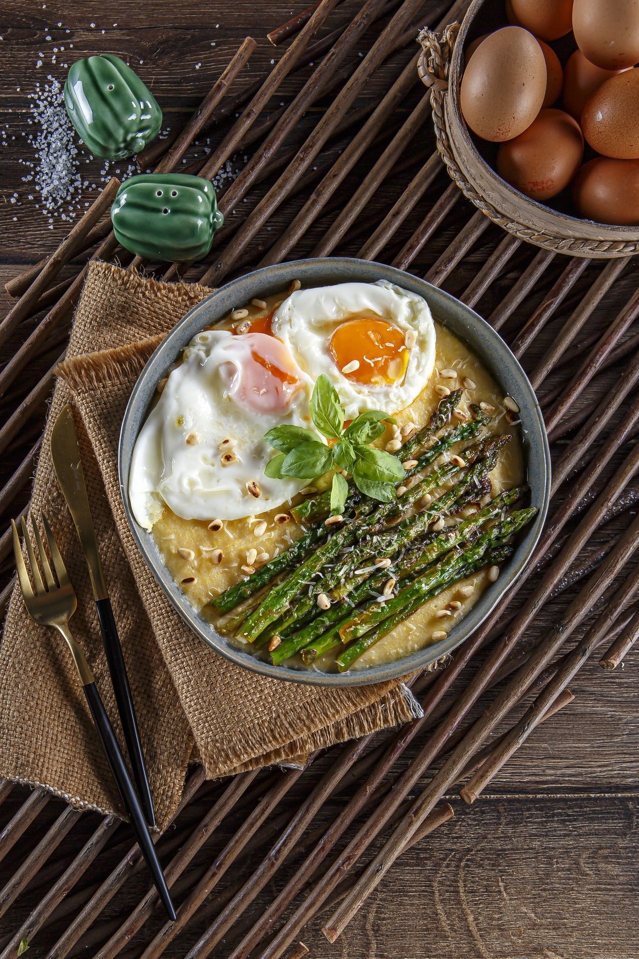 Polenta com espargos