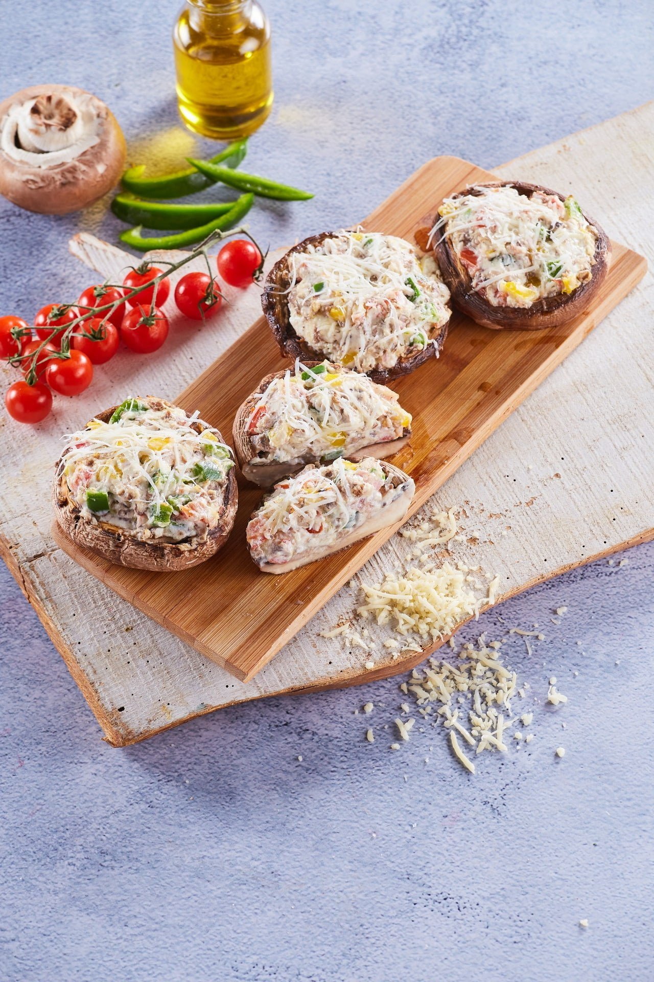 Cogumelos gratinados com vegetais