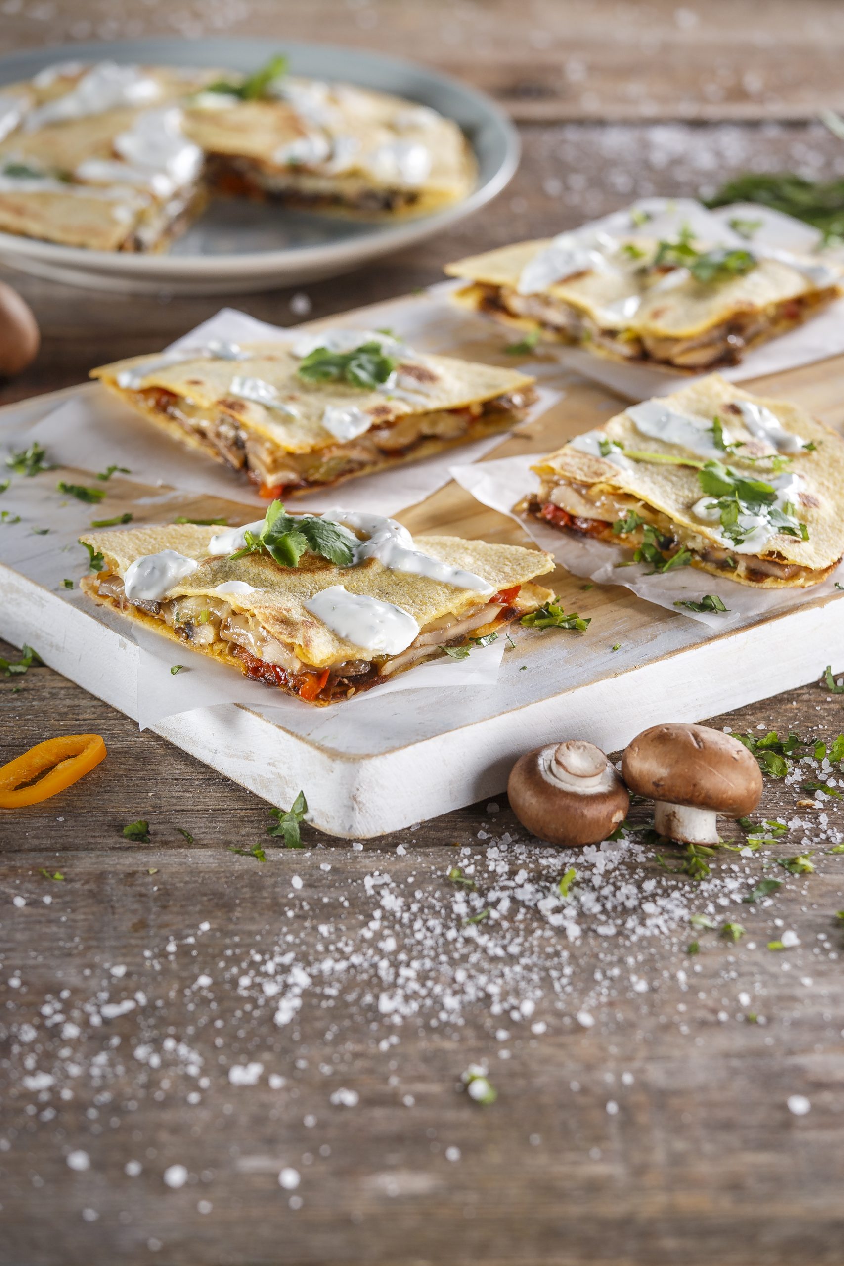 Quesadilhas de cogumelos e queijo