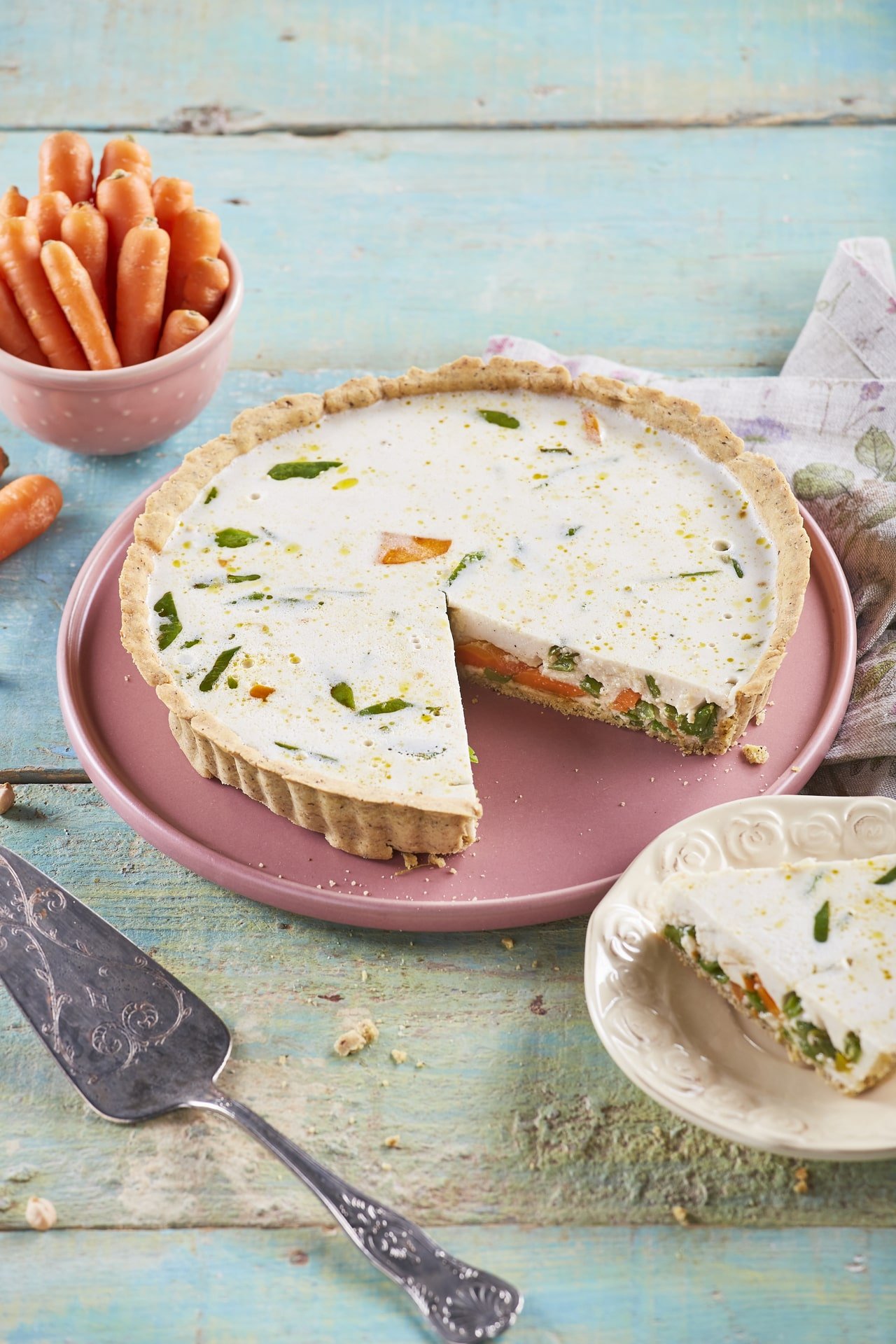 Quiche de cenoura e feijão-verde