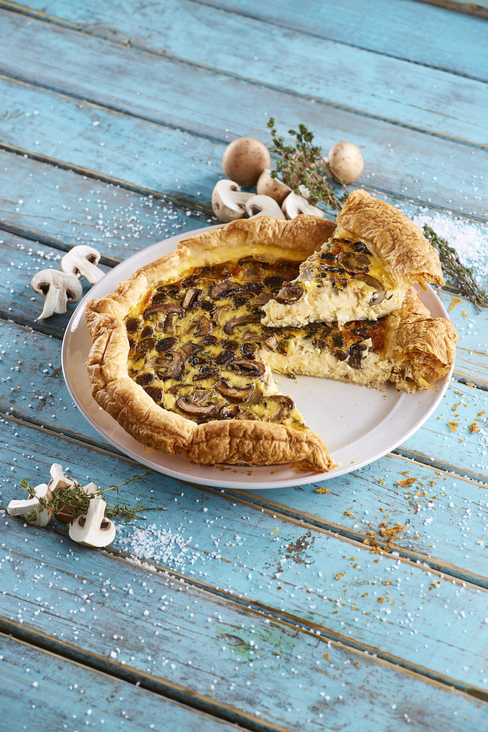 Quiche de cogumelos e chalotas