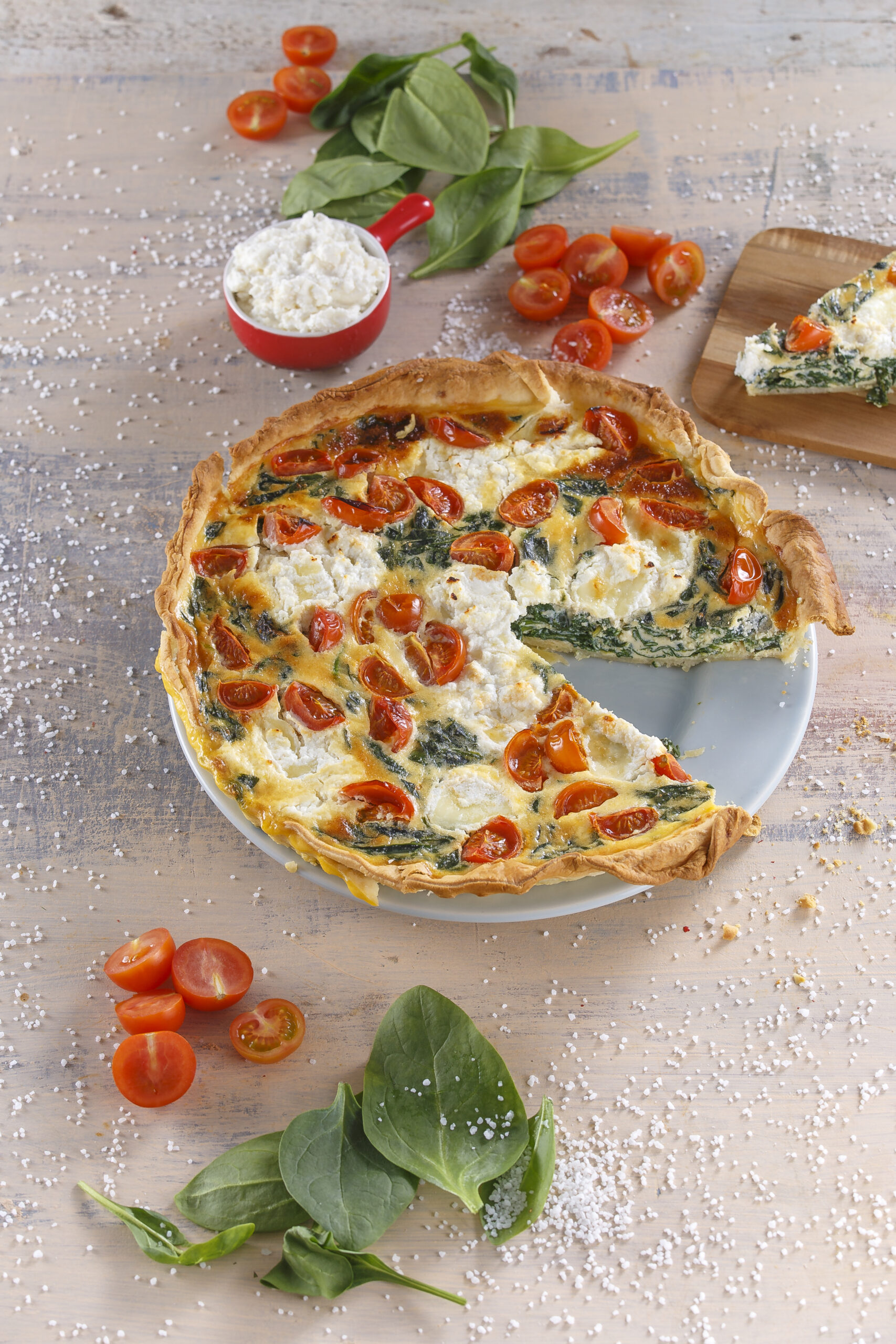 Quiche de espinafres e queijos