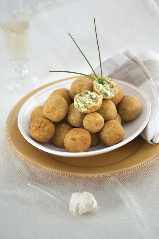 Croquetes de arroz com queijo mascarpone