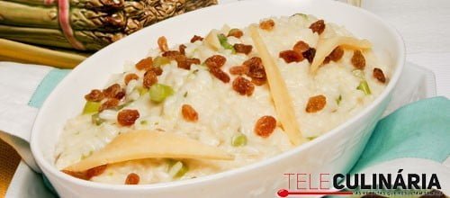 Risoto de espargos com sultanas e gengibre