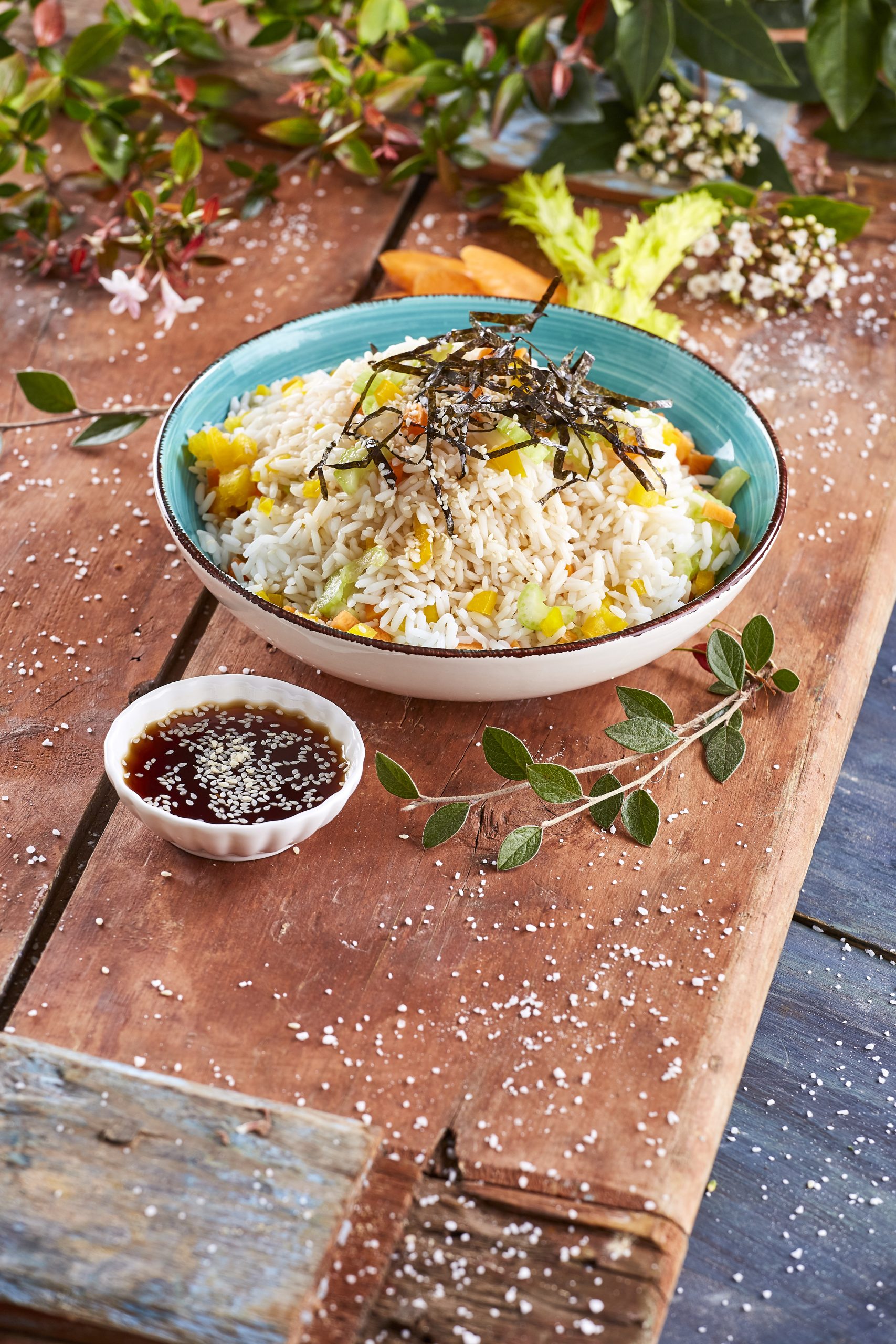 Salada de arroz asiática