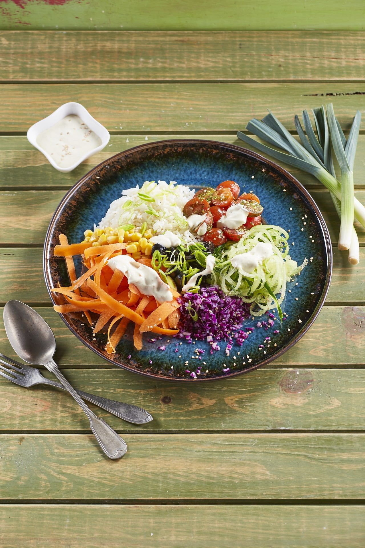 Salada de arroz com vegetais