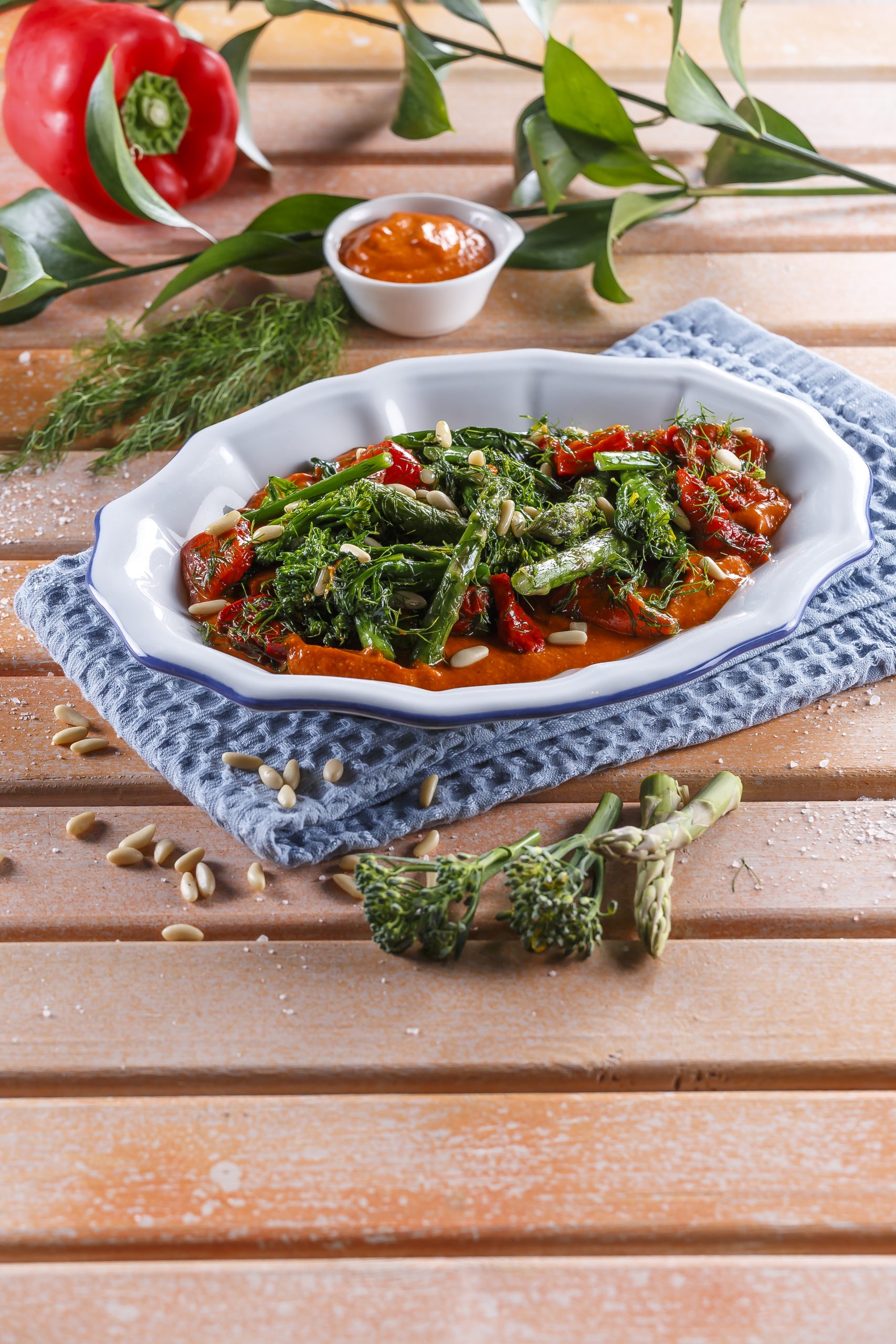 Salada de bimis com pimento