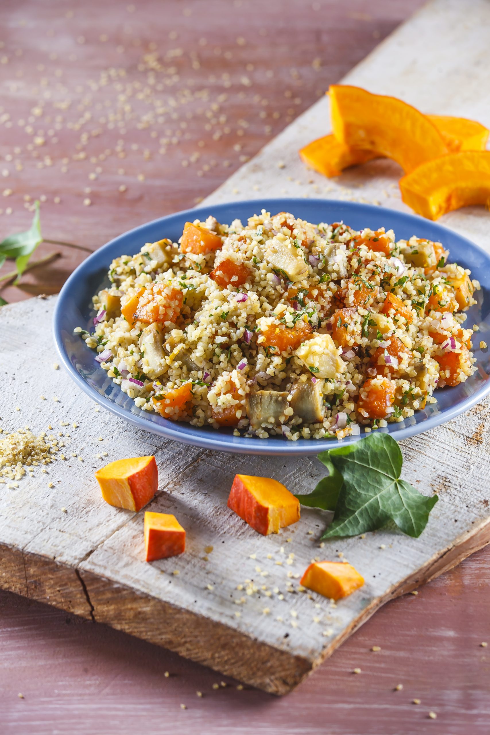 Salada de bulgur e batata-doce