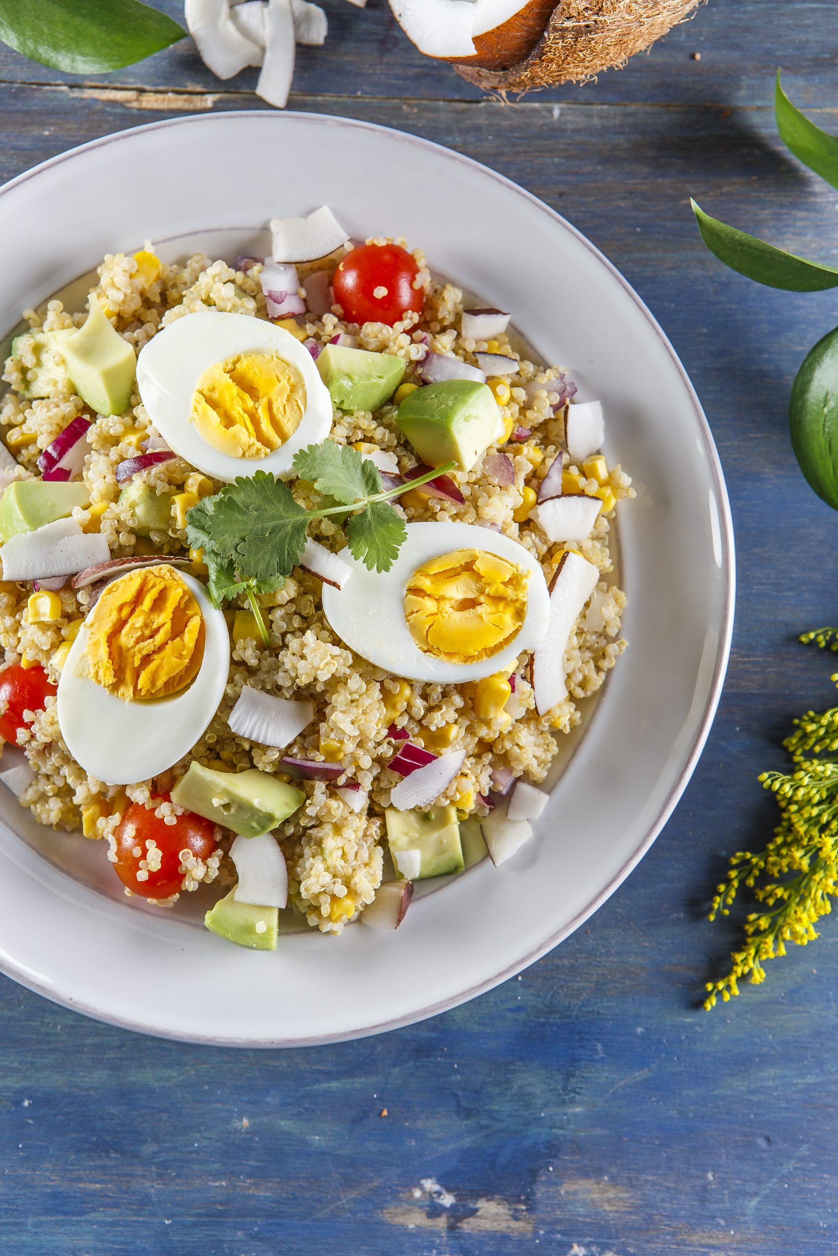 Salada de coco e quinoa