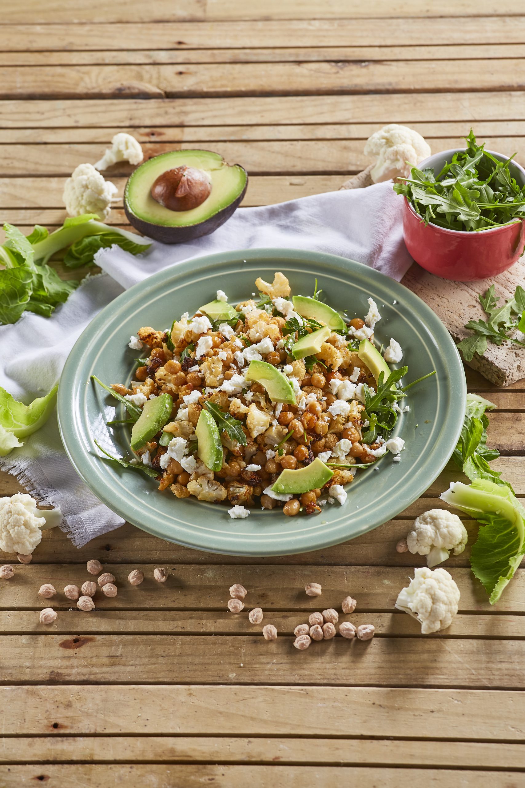 Salada de couve-flor assada com vinagrete de mostarda e mel