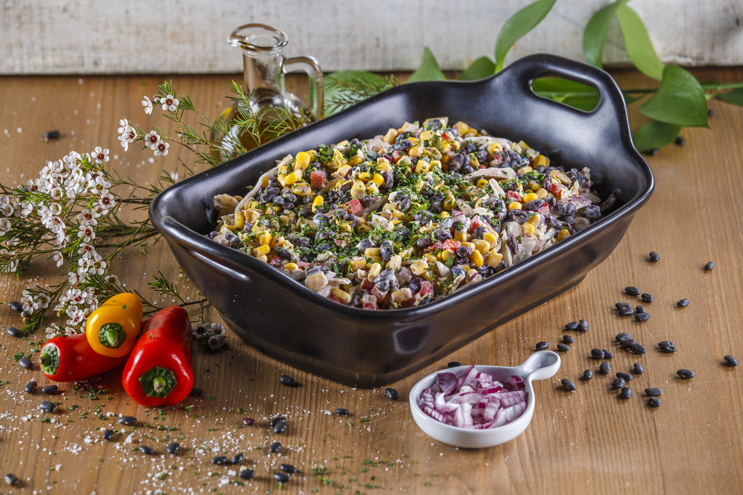 Salada de feijão-preto com pimentos @Teleculinária