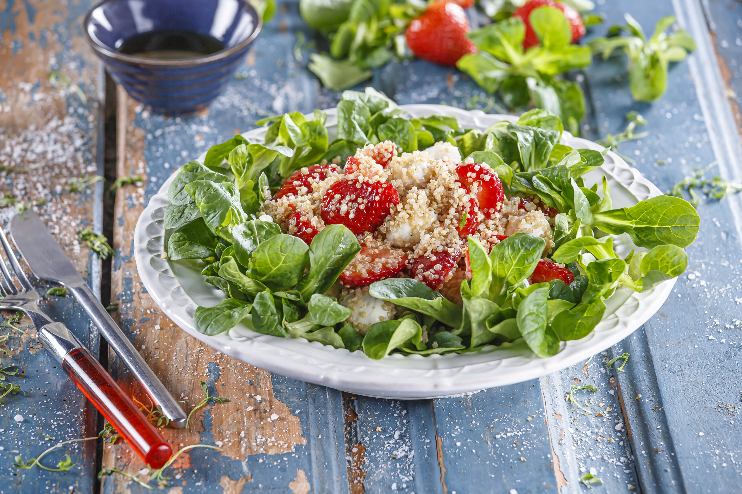 Salada de morangos e quinoa @Teleculinária