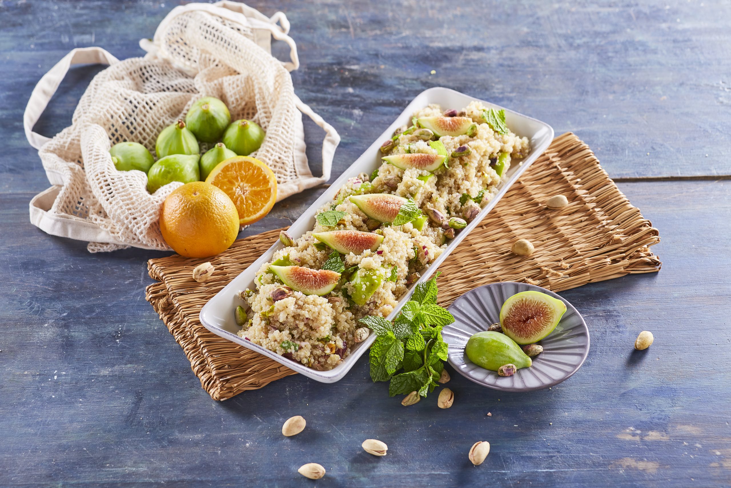 Quinoa com pistácios e figos