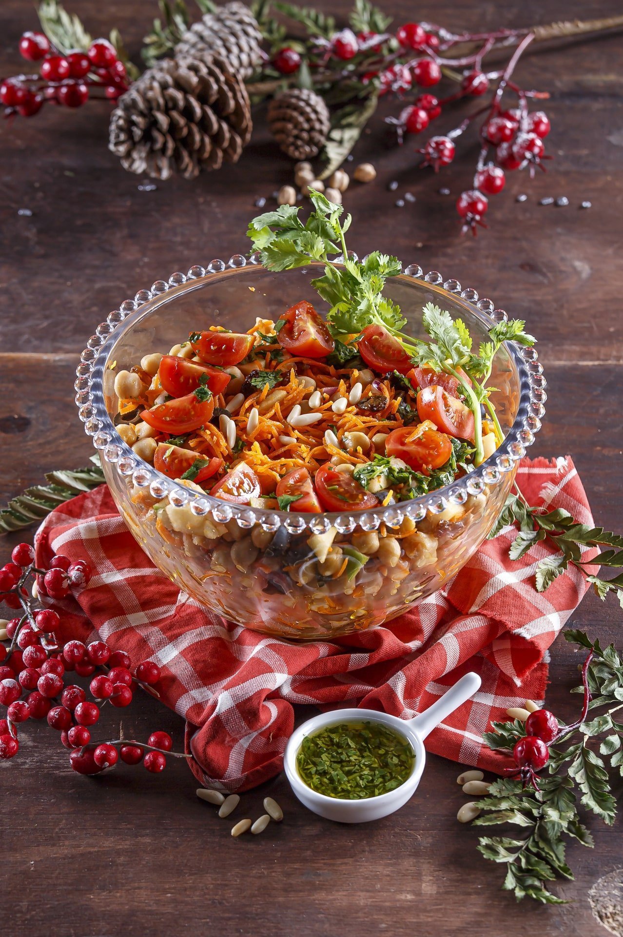 Salada de grão com vinagrete de maçã