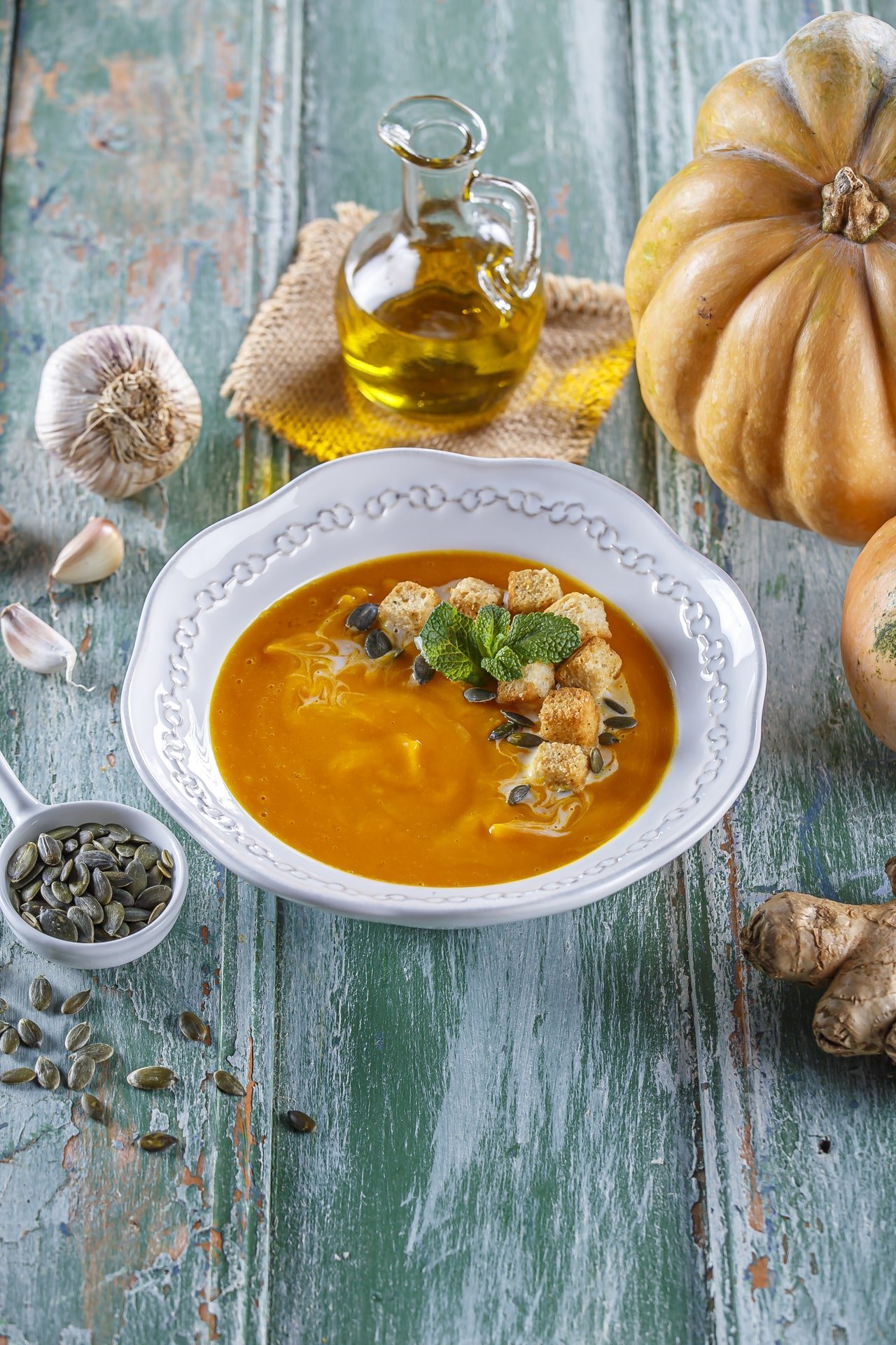 Sopa de abóbora com gengibre