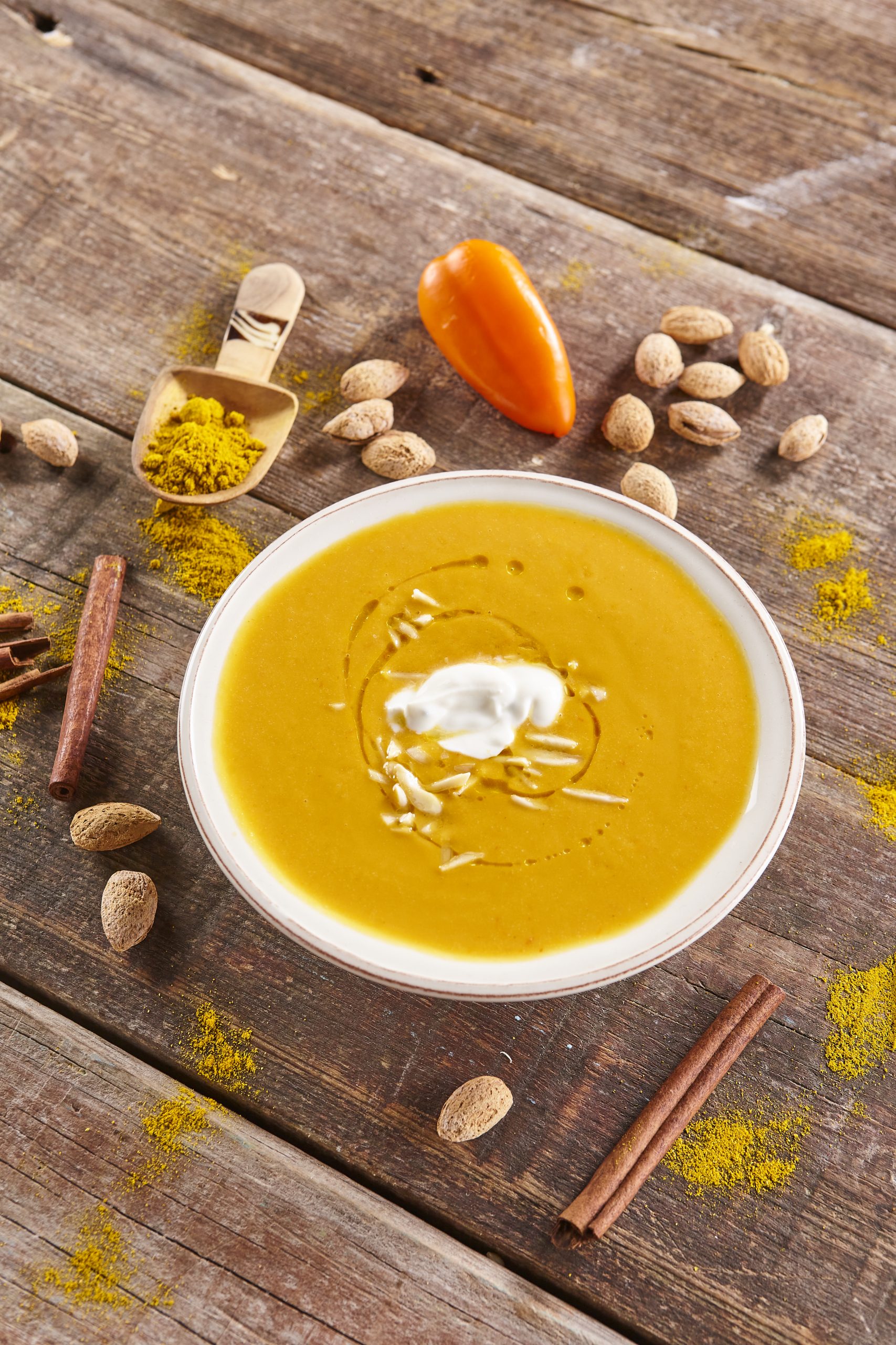 Sopa de batata-doce e pimentos