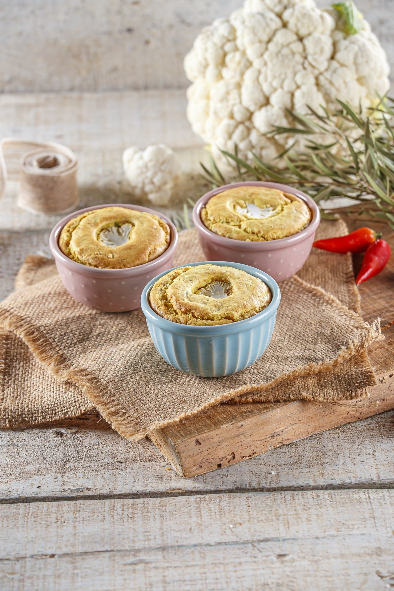 Soufflé de couve-flor e leite de coco